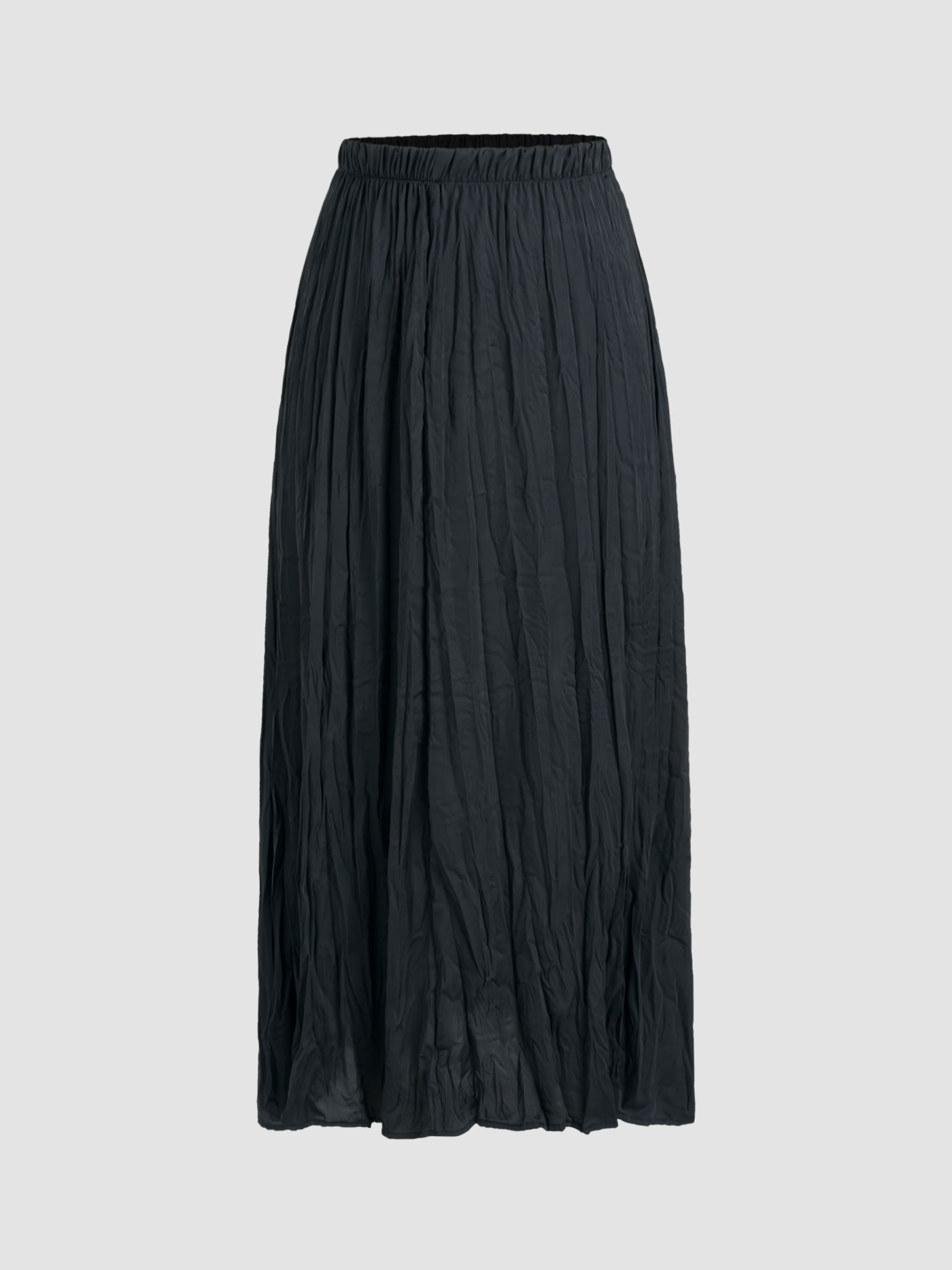 Satin High Waist Solid Elastic Waist Maxi Skirt