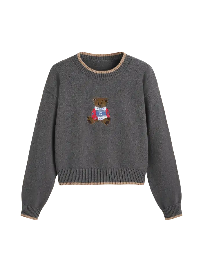 【DISCERNMENT】Minimal Round Neck Half Cardigan Basic & Thermal Preppy Knit Fabric Wool-blend Knit Round