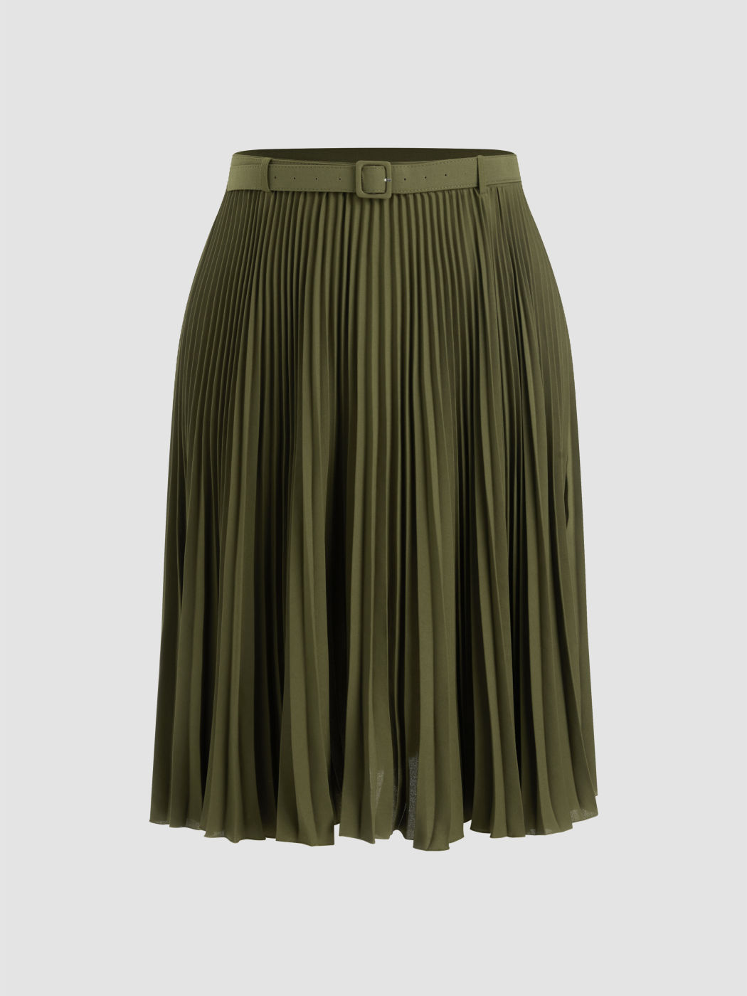  Mittlere Taille Solid Langer Rock Mit Gürtel Kurve & Plus