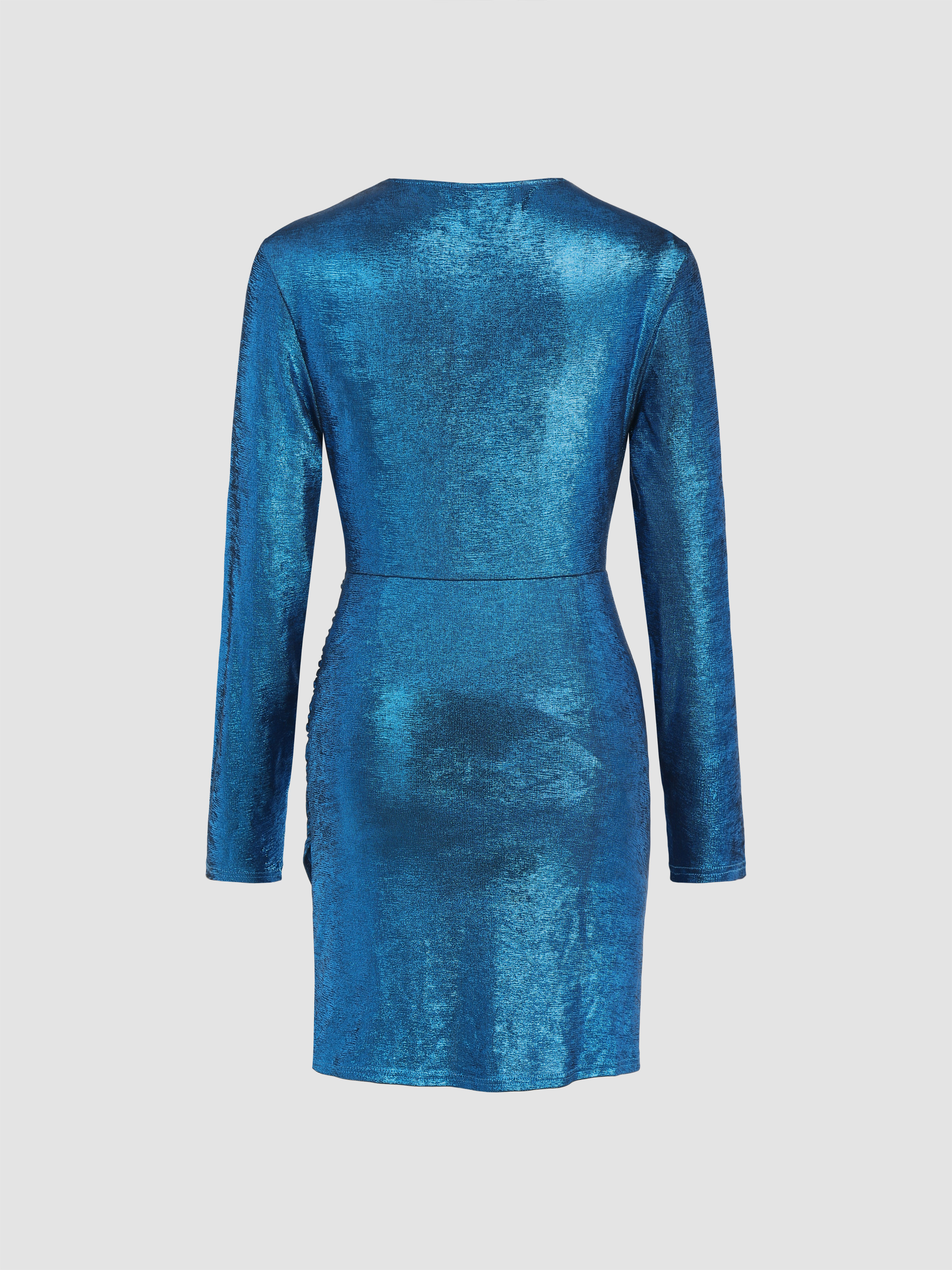 knee length dresses for ladies Wet Look Metallic Brown Bodycon Mini Club Outfit  Sultry Slay