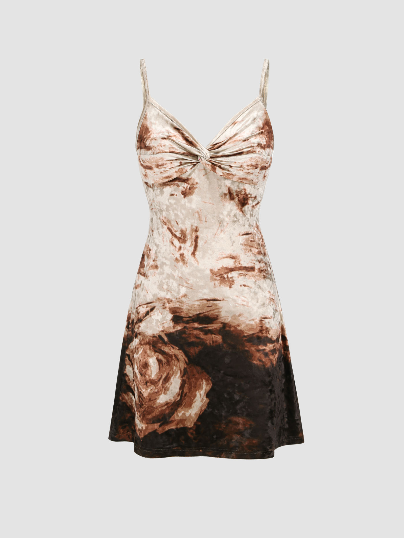 Velvet Sweetheart Tie Dye Mini Dress With Beaded Belt