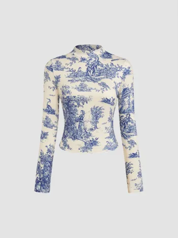 Floral Knitted Long Sleeve Top