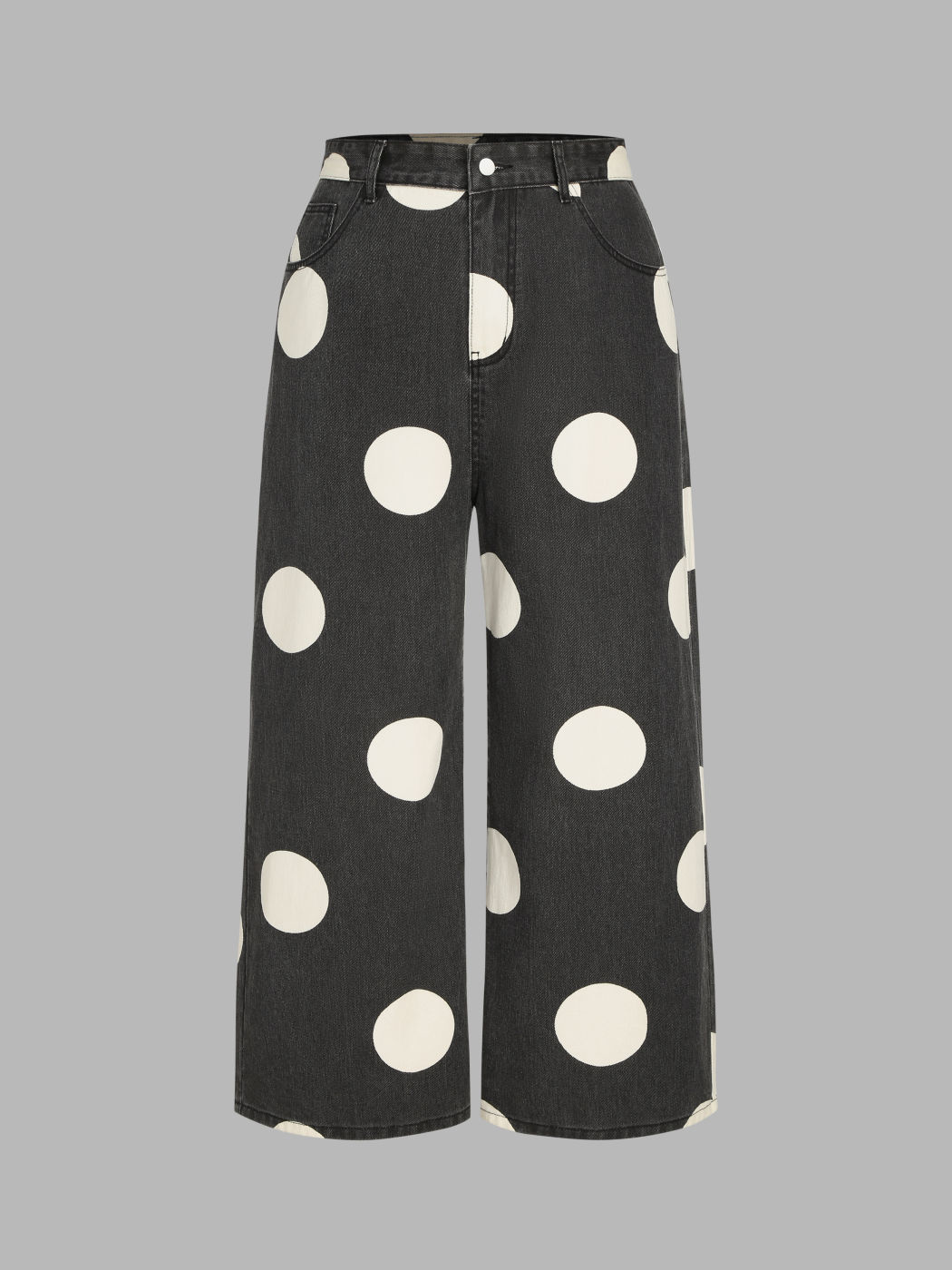 Denim Polka Dot Wide Leg Jeans Curve & Plus