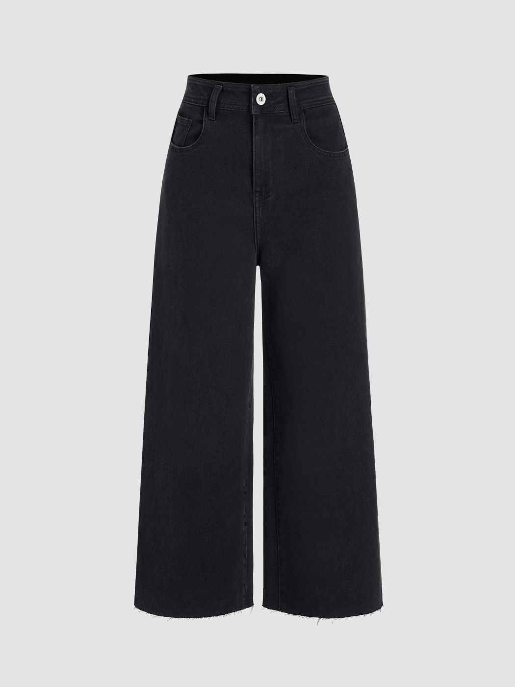 Stretch Hohe Taille Solid Reißverschluss Weite Jeans