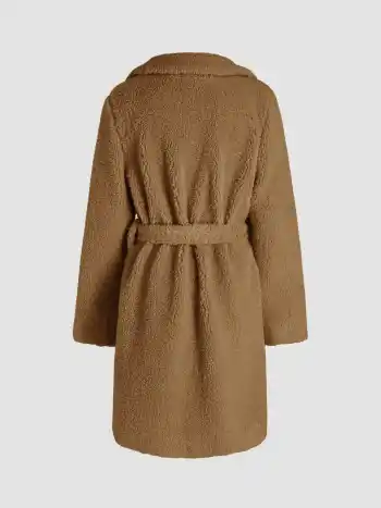  Fleece Kragen Solid Gürtel Jacke