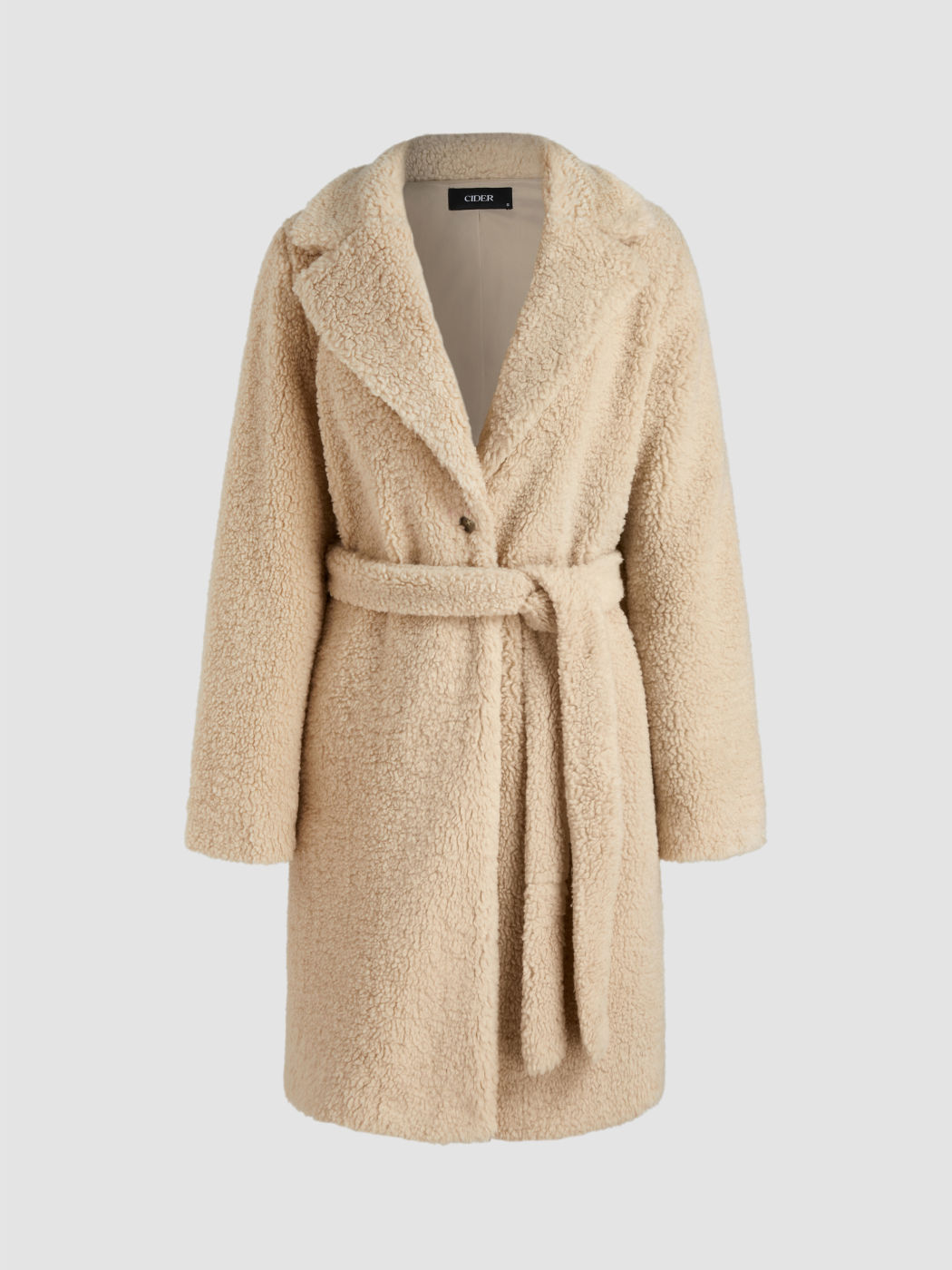  Fleece Kragen Solid Gürtel Jacke