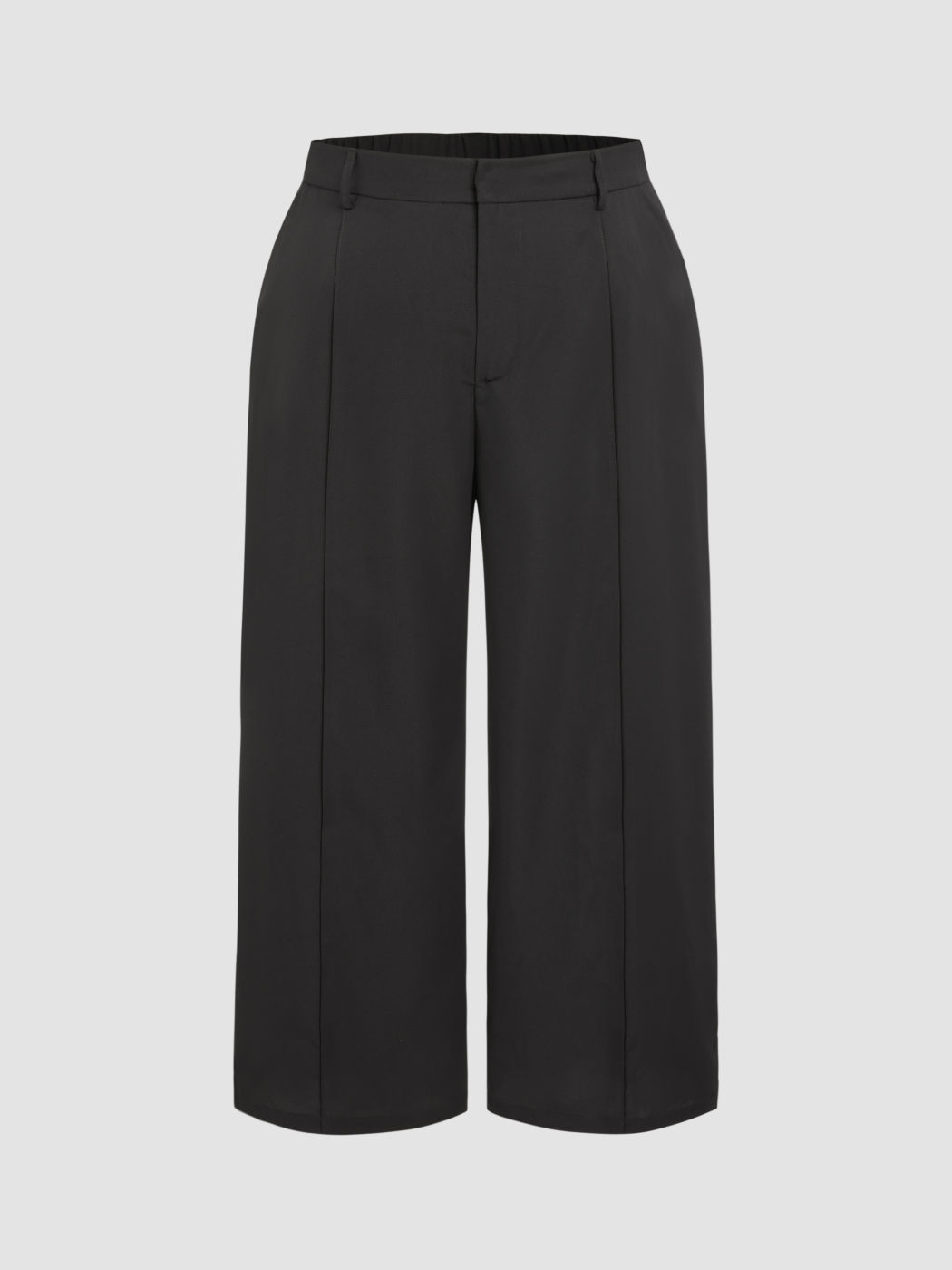 Mid Waist Pleated Straight Leg Trousers Curve & Plus