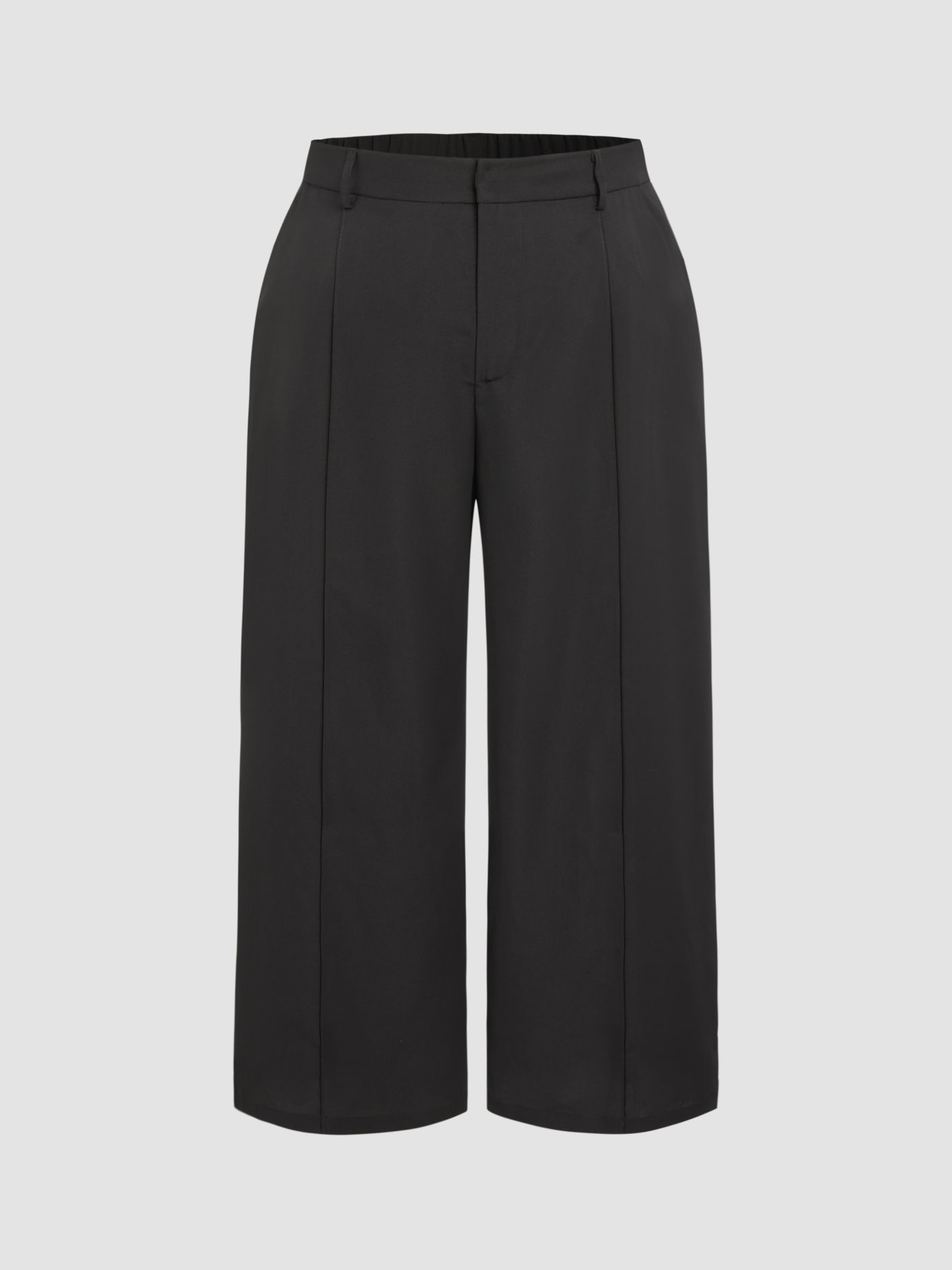 Mid Waist Pleated Straight Leg Trousers Curve & Plus