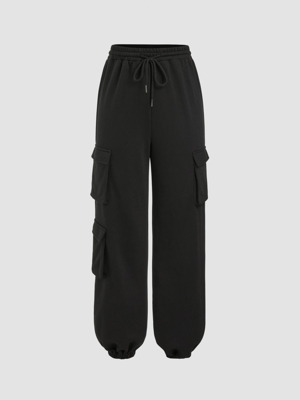 Solid Elastic Waist Cargo Jogger Sweatpants