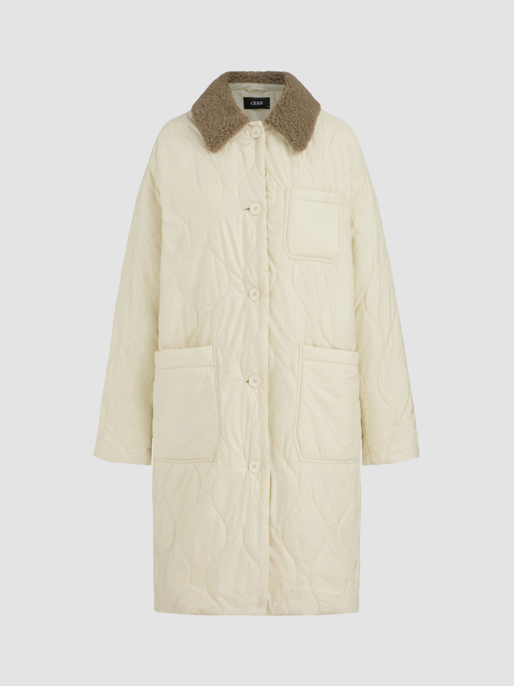 Teddy Collar Pocket Button Puffer Coat