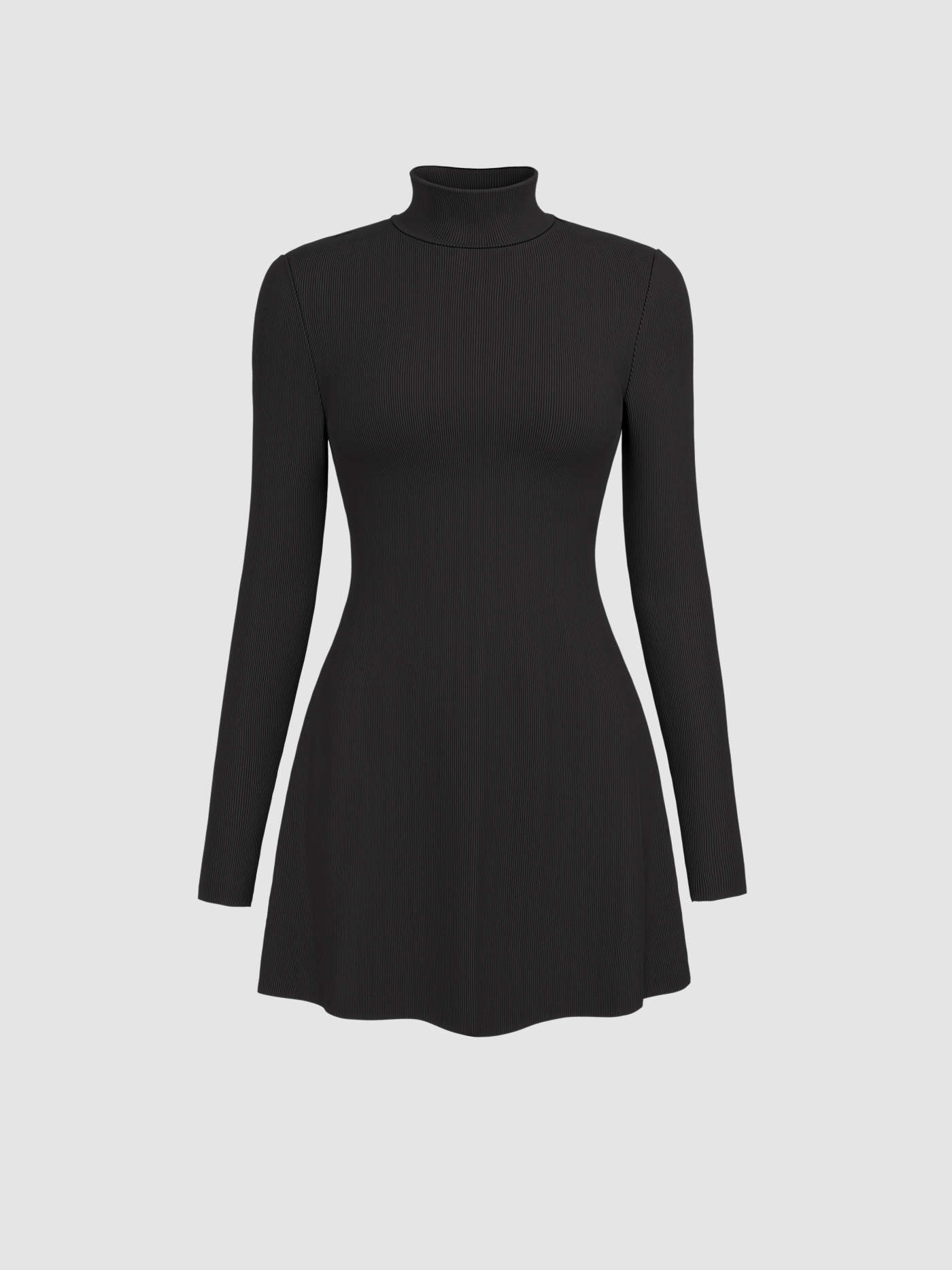 High Neck Solid Mini Dress