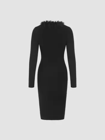 Vestito midi in maglia con bordo sfocato a cuore