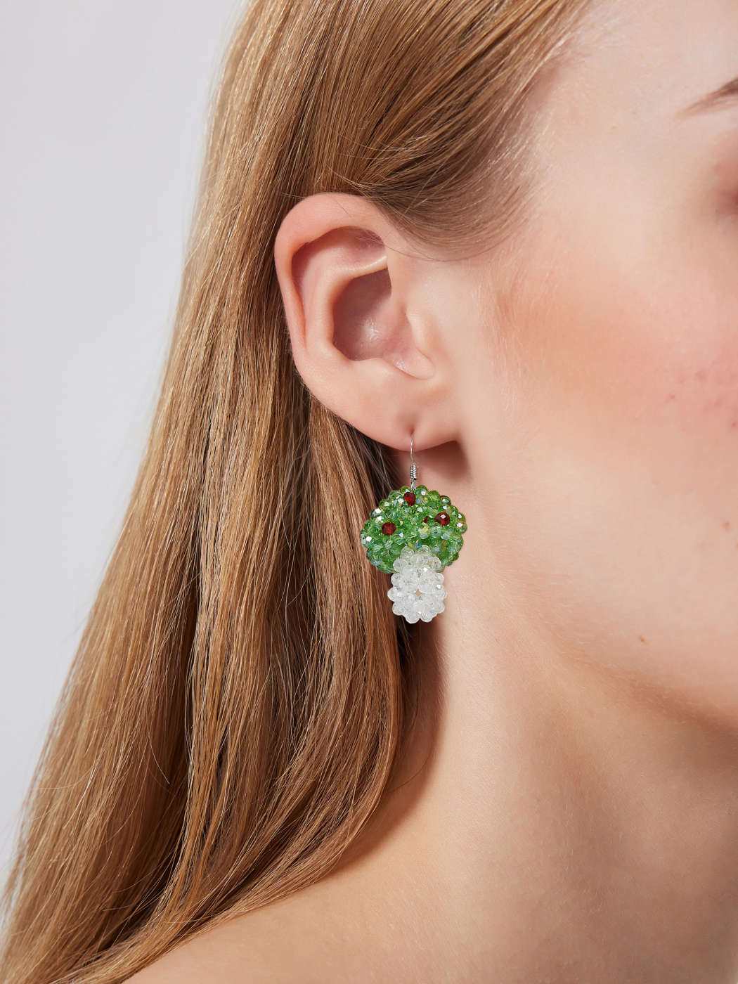 Emerald Mushroom Drop Crystal Earrings