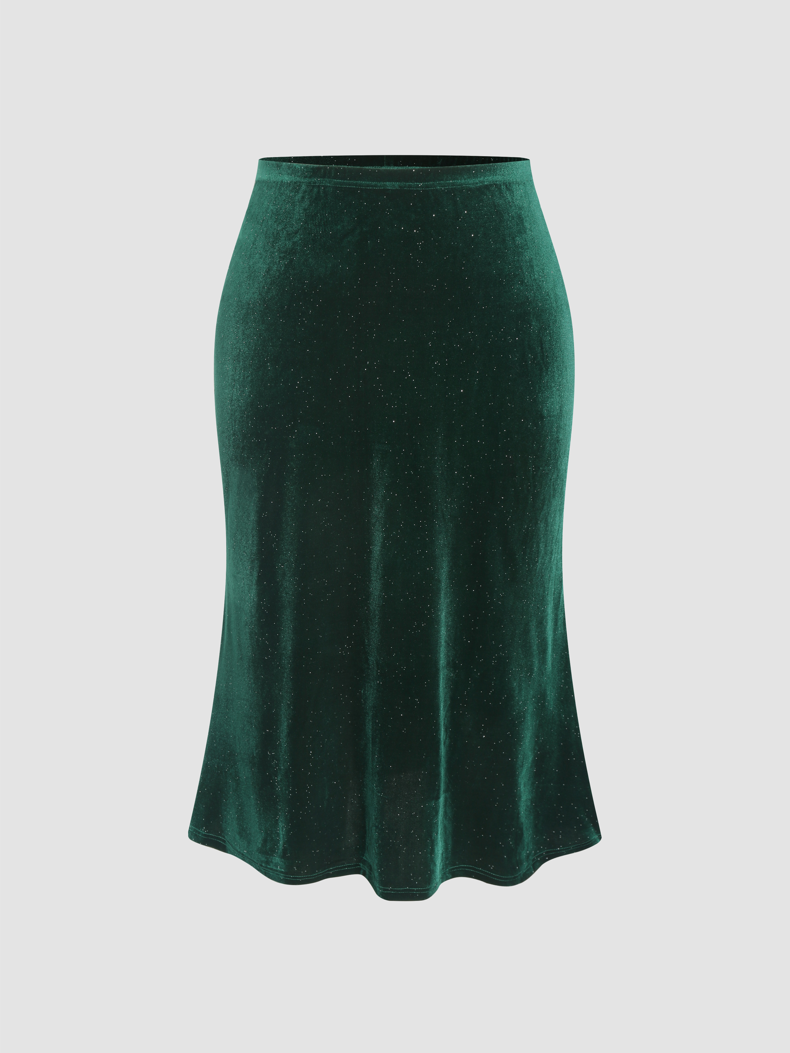 Velvet Middle Waist Solid Maxi Skirt Curve And Plus Cider