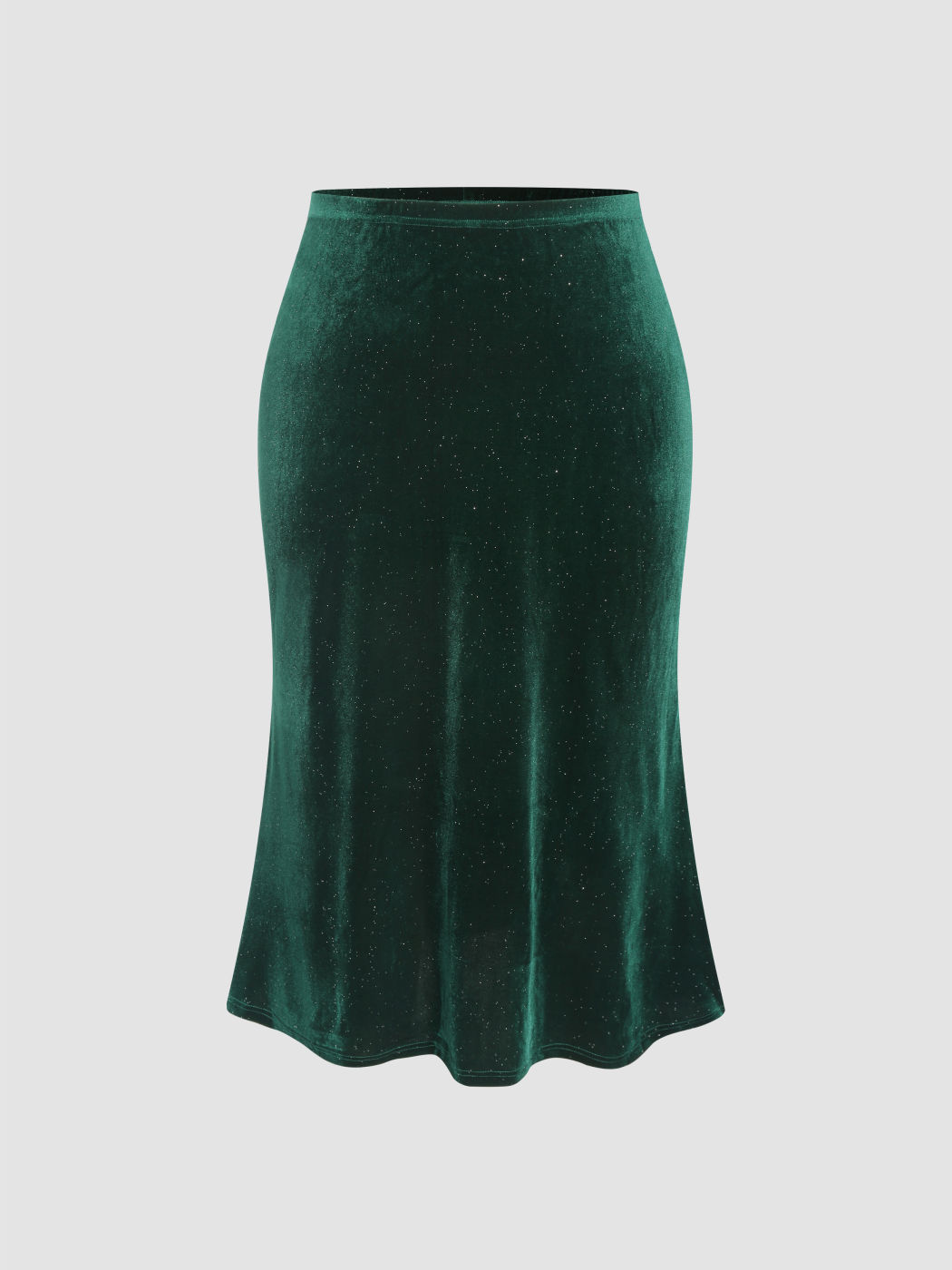  Samt Mittlere Taille Solid Maxirock Kurve & Plus