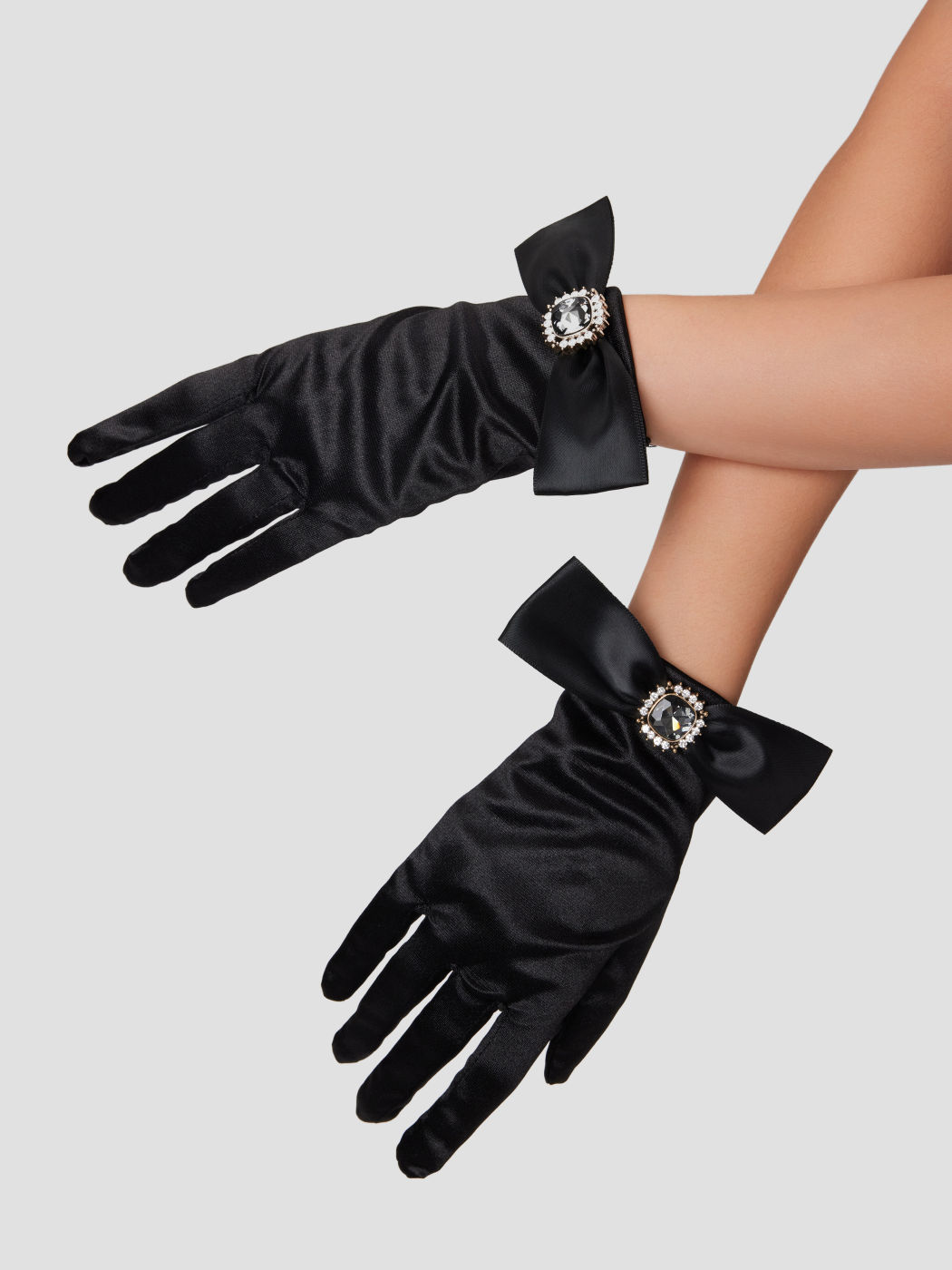  Schleifen Strass Dekor Handschuhe