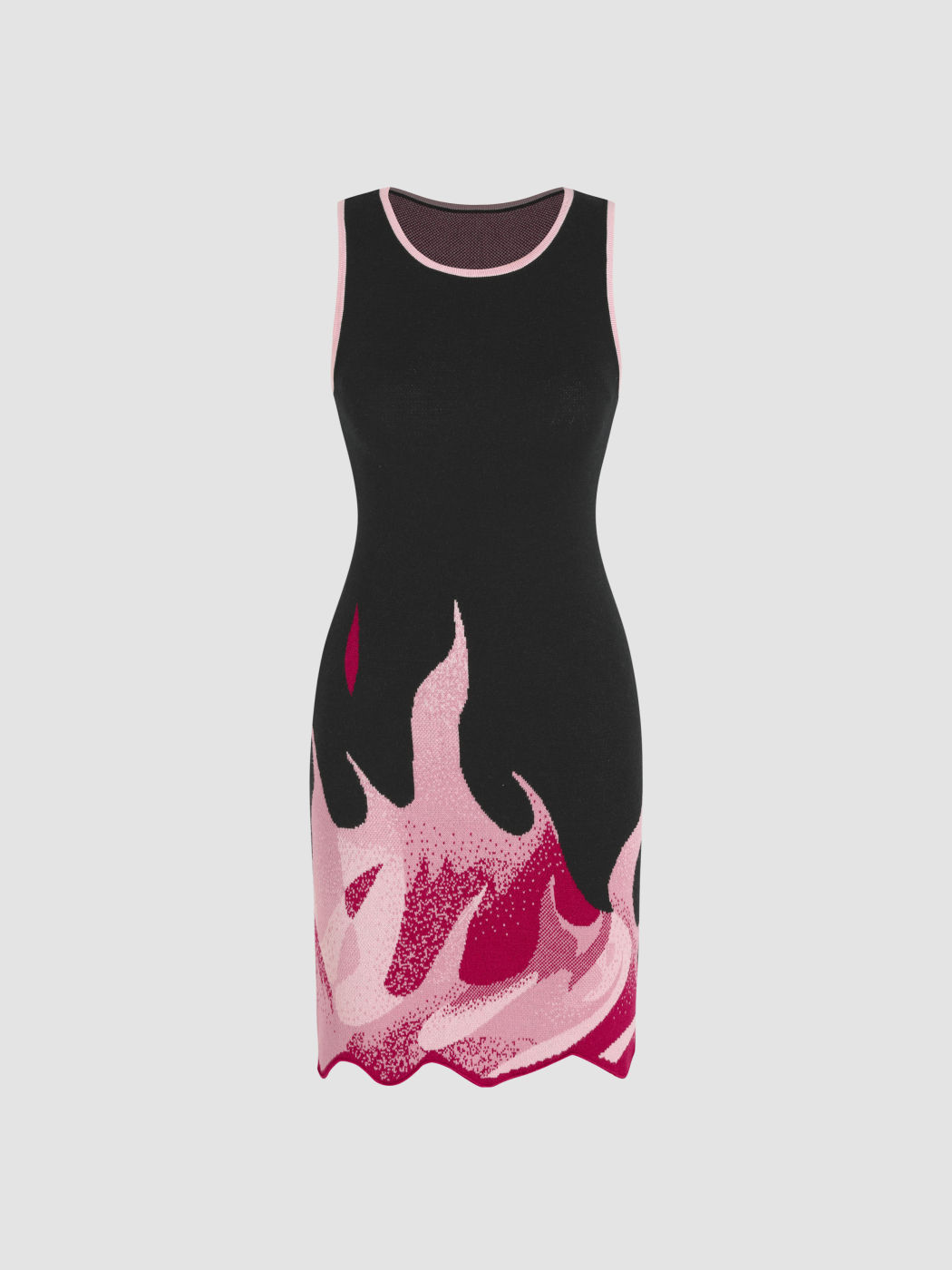Feuergestricktes Minikleid mit rundem Ausschnitt