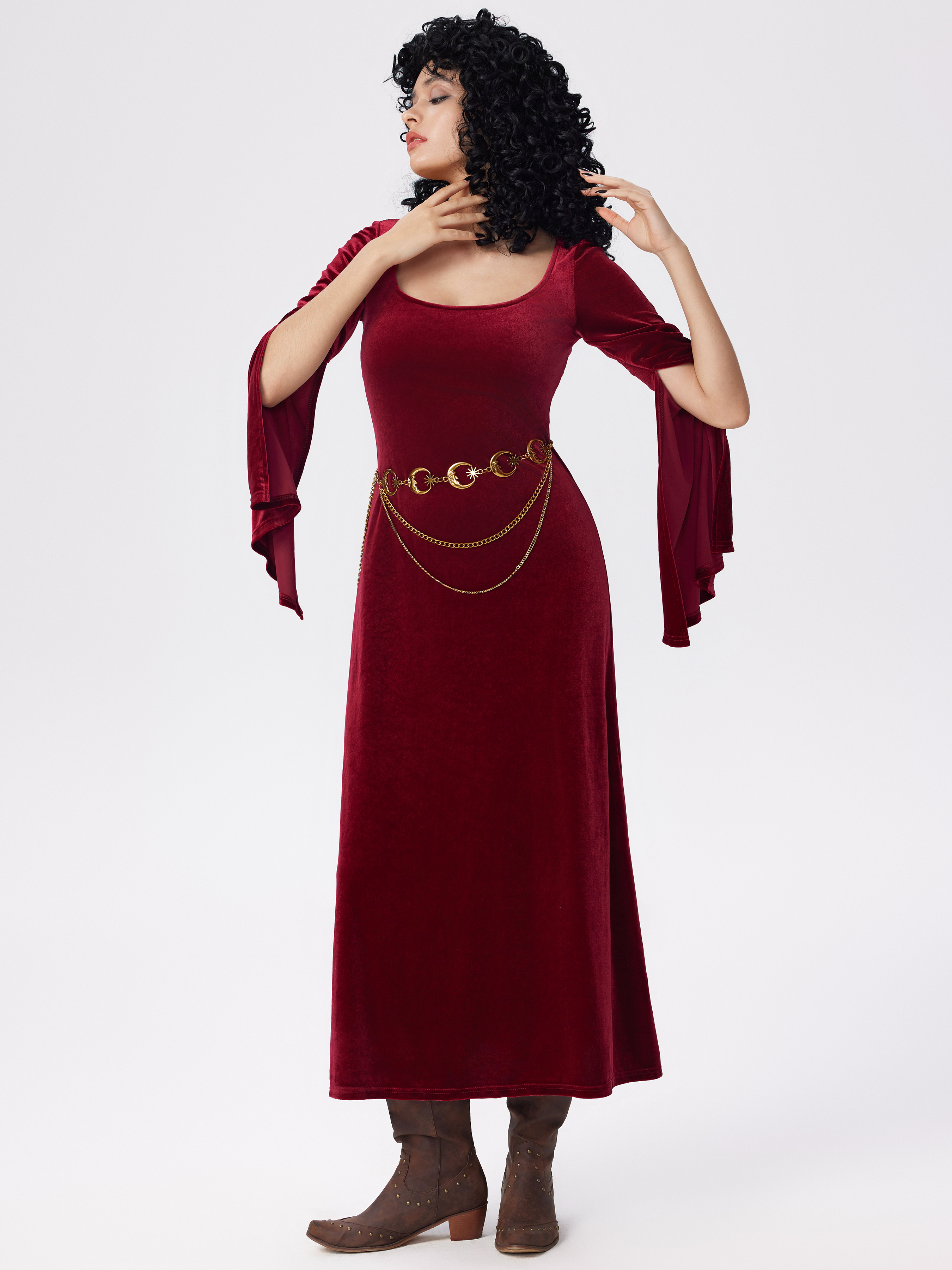 【新品】Ameri　SOUFFLE SLEEVE VELOUR DRESS 05101-