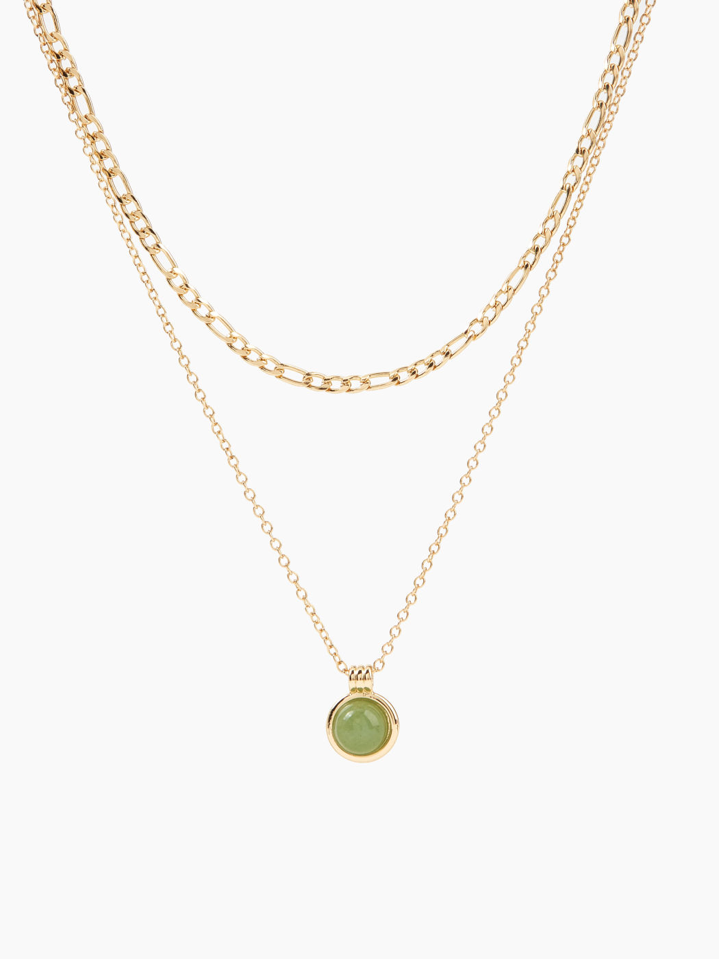 Double Layered Gemstone Pendant Necklace