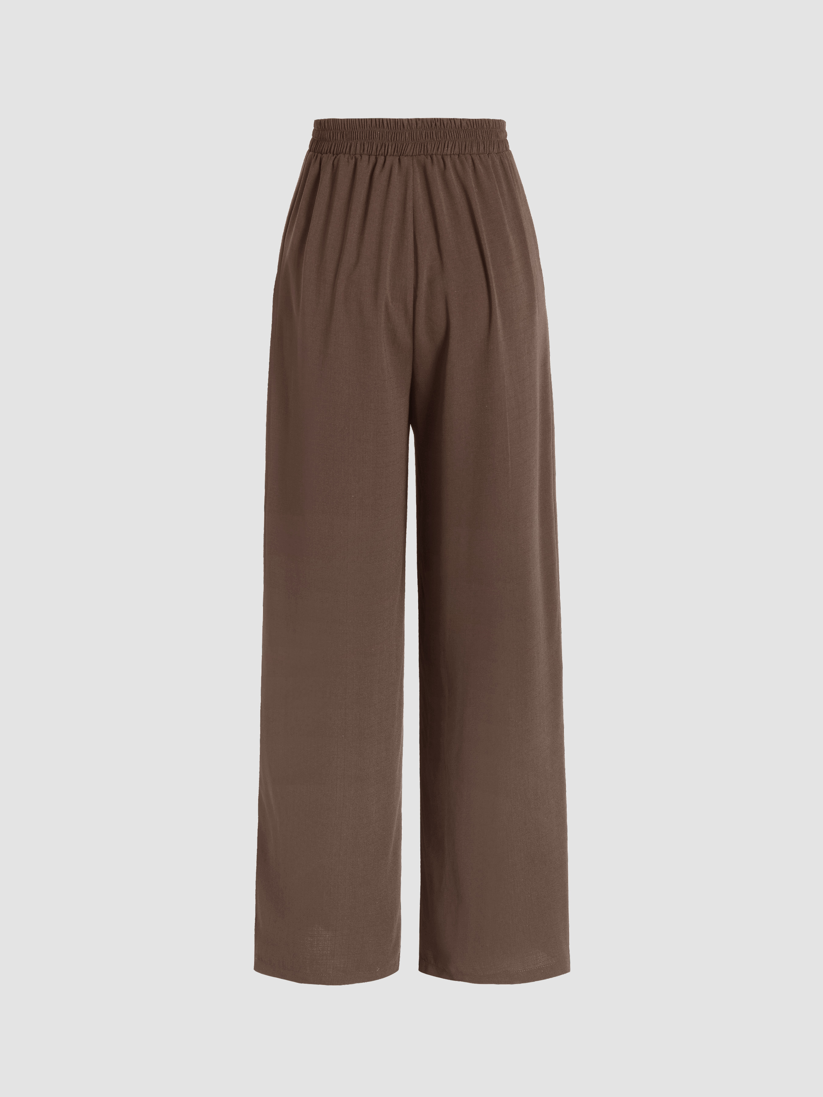 High Waist Pleated Wide Leg Pants - Cider