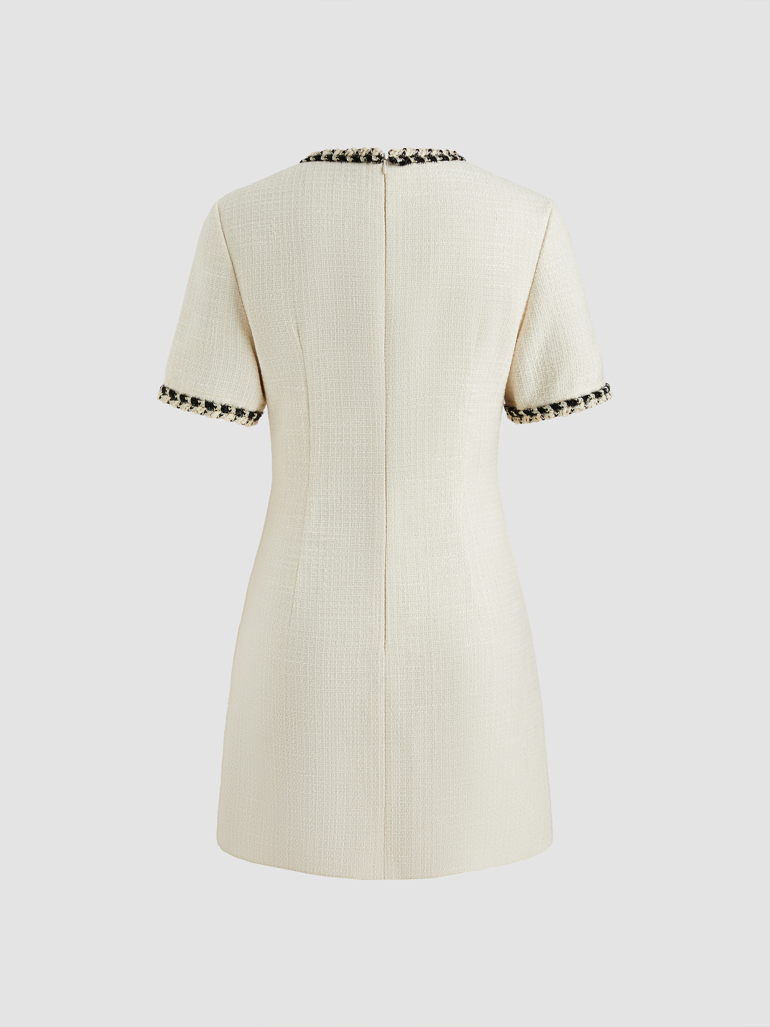 Tweed Pocket Zip Mini Dress For Daily Casual