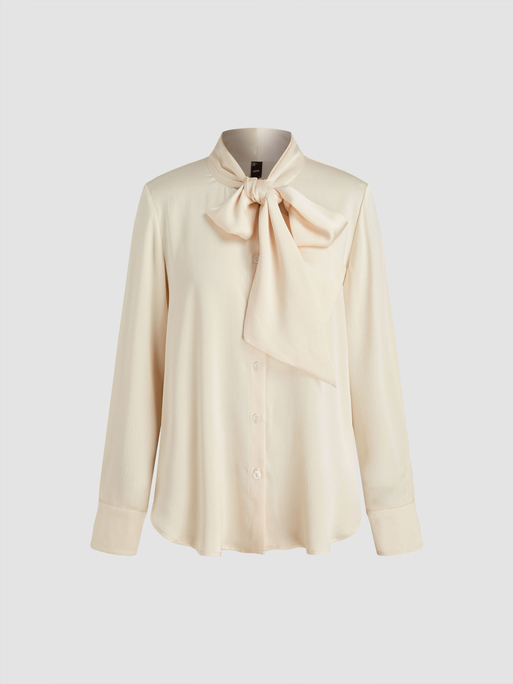 Collar Solid Button Bowknot Long Sleeve Blouse