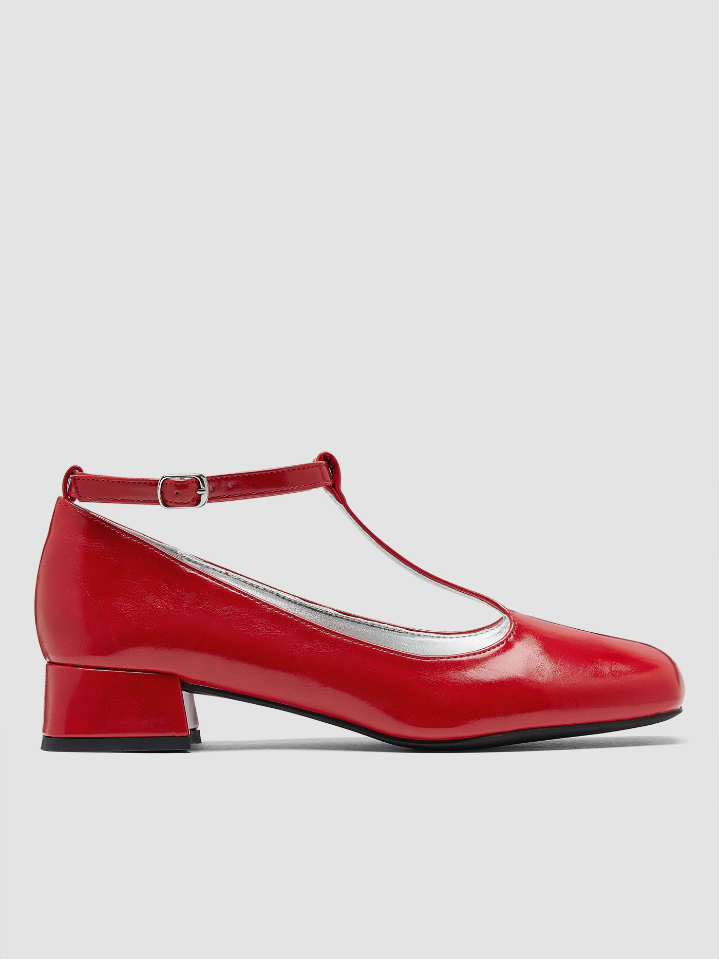 Faux Leather Ankle Strap Mary Jane Shoes