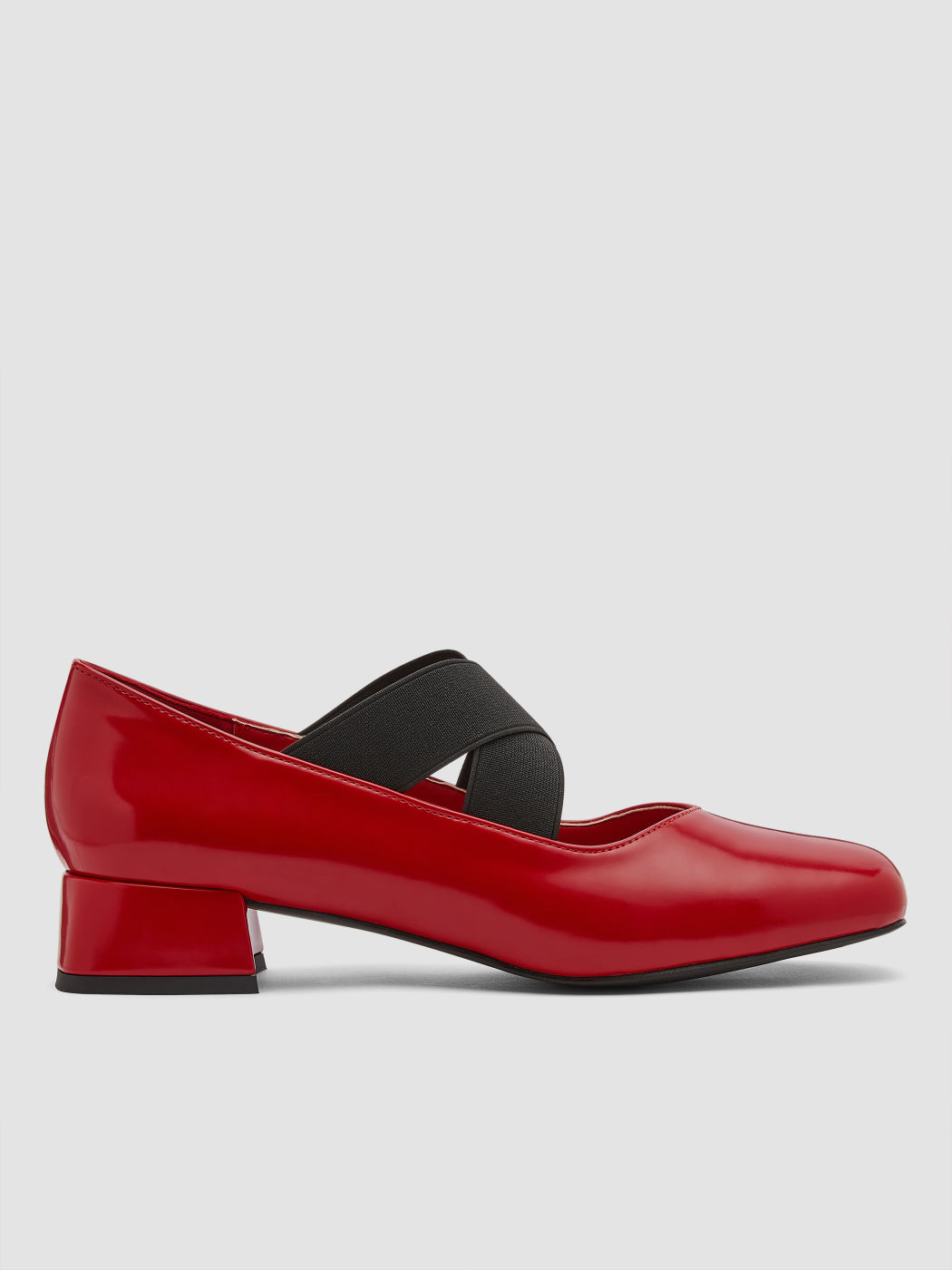 Elasticated Cross Strap Chunky Heeled Mary Jane Shoes - Cider