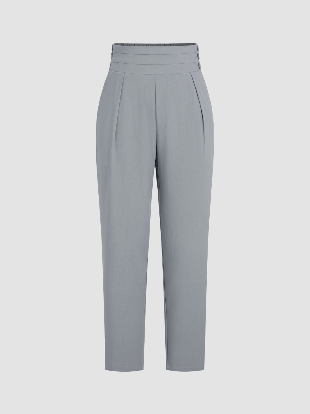 High Waist Solid Tapered Trousers