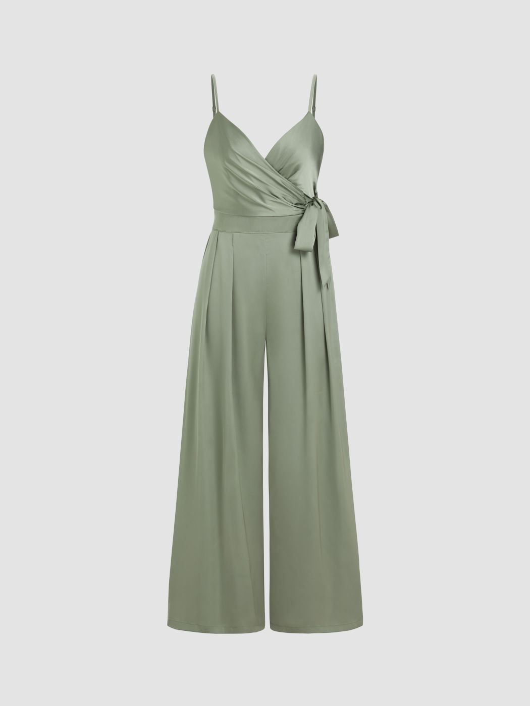Geknoteter, plissierter Overall mit weitem Bein aus Satin