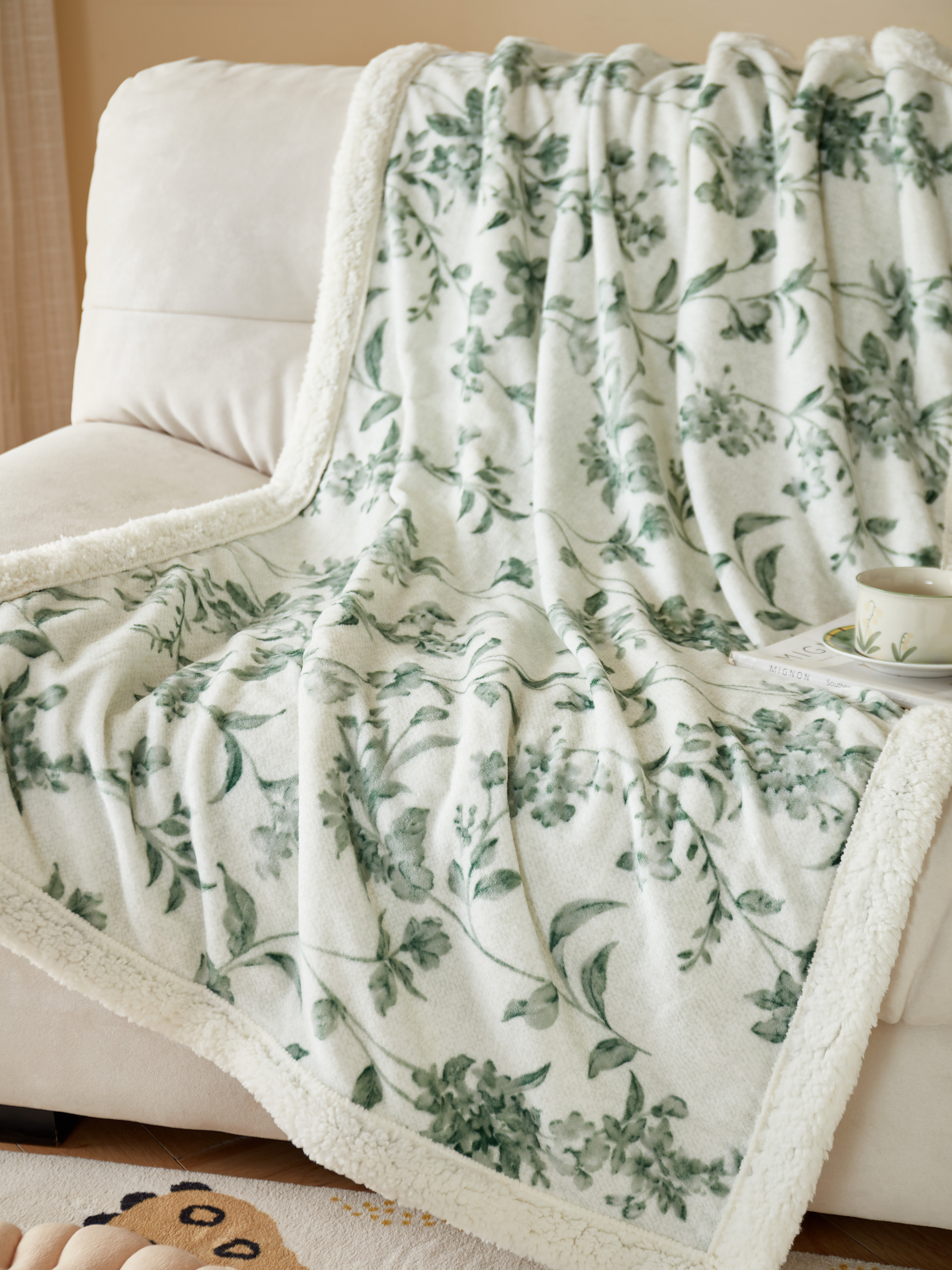 Green floral online blanket