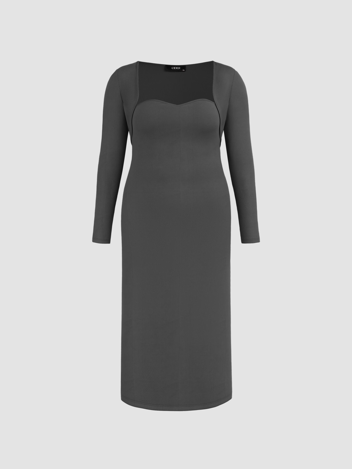 Solid Rib Tube Maxi Dress & Shrug Curve & Plus