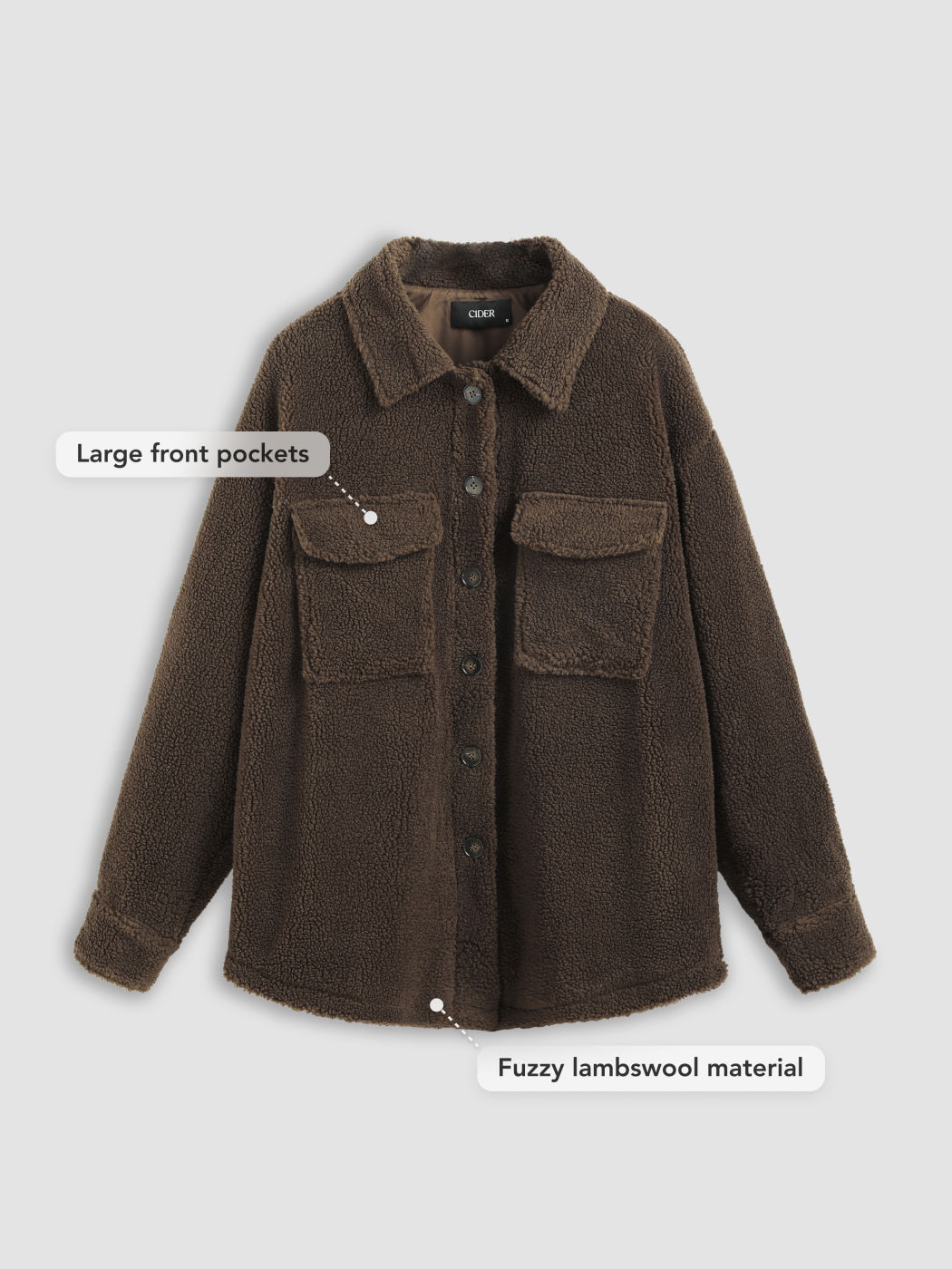 Teddy Fleece Shacket With Pockets