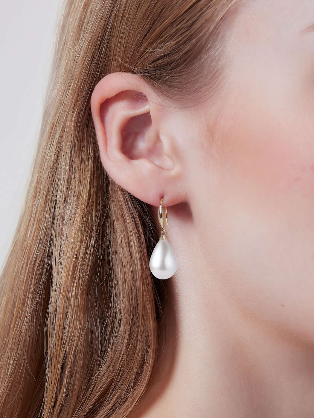 Faux Pearl Hoop Earrings
