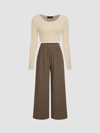 Round Neck Solid Cami Top & Straight Leg Shorts & Cardigan