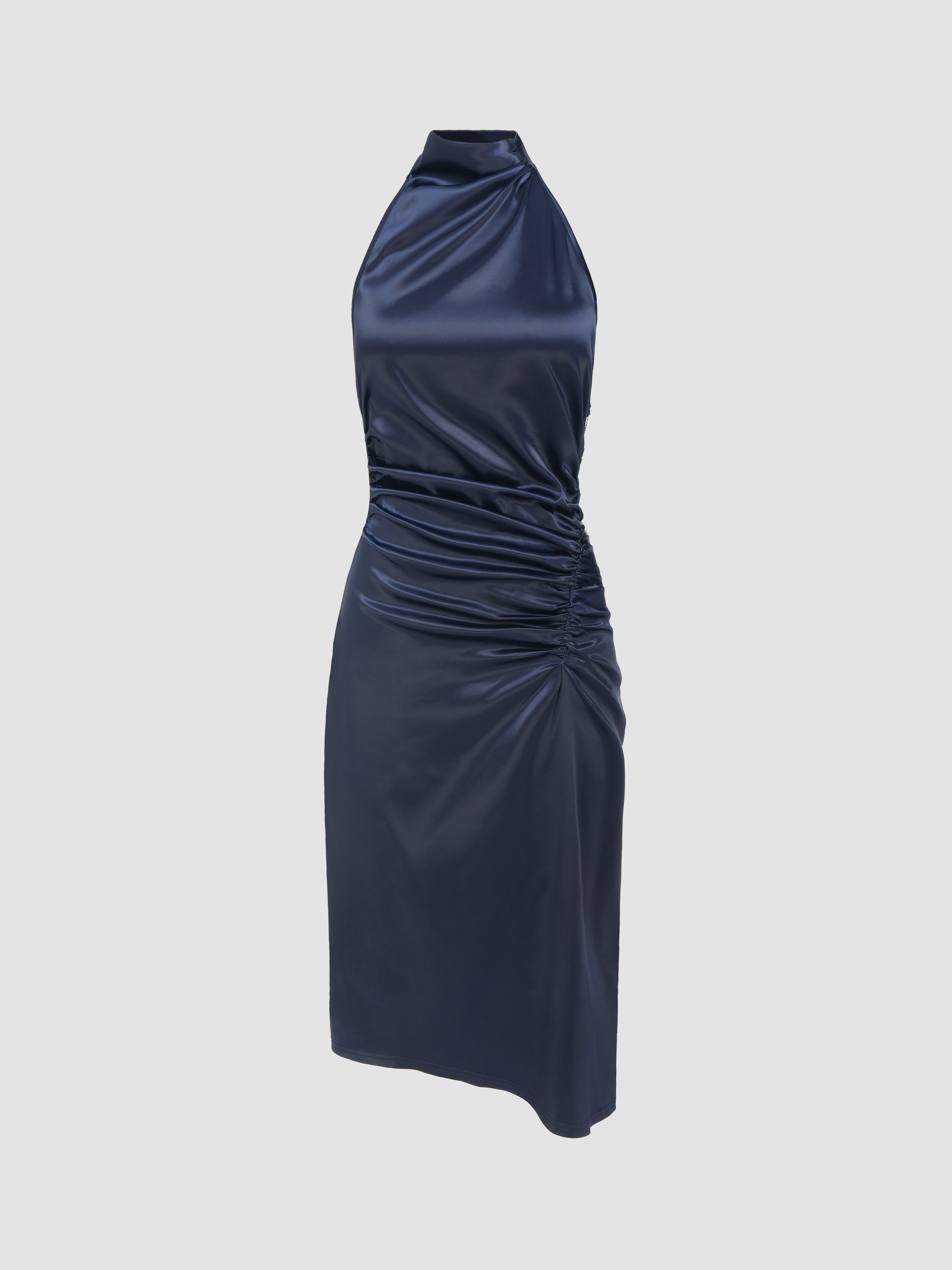 Satin Halter Backless Midi Dress Cider