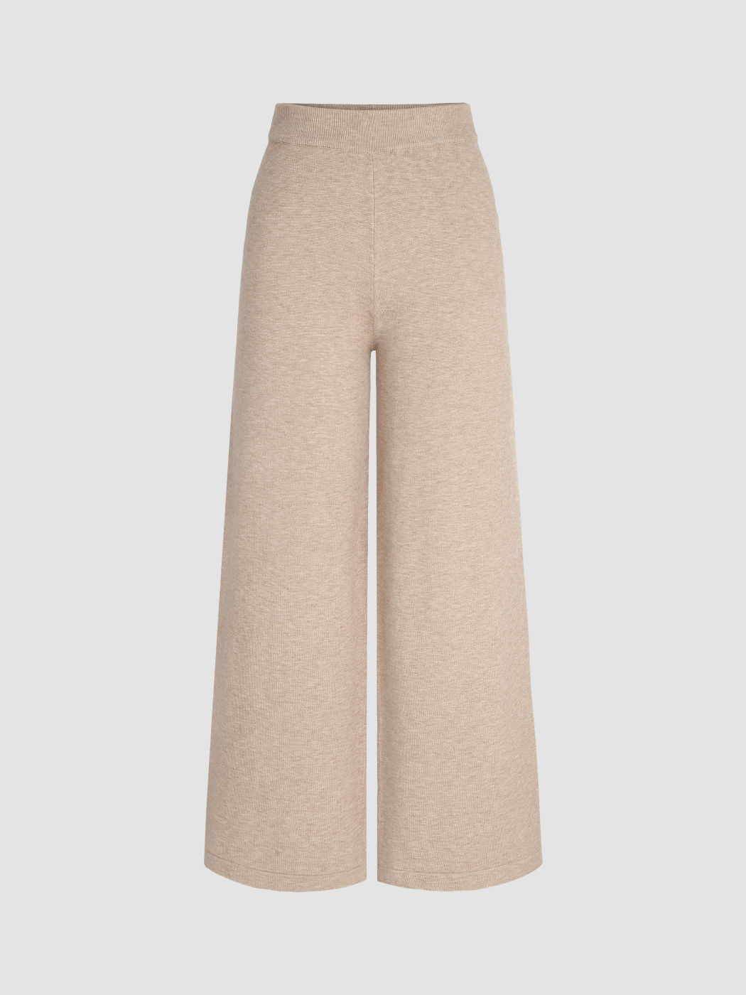  Mittlere Taille Elastischer Bund Gestrickte Weite Bein Hosen