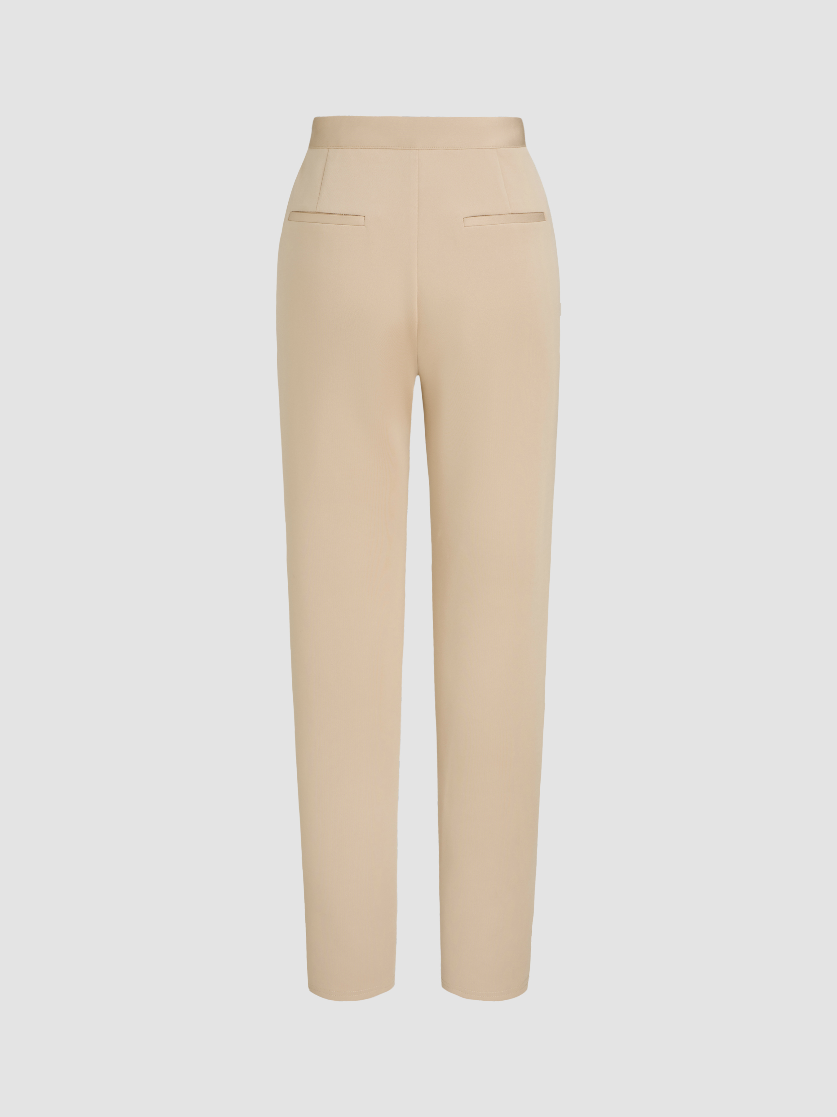 High Waist Solid Tapered Trousers With Belt - Cider