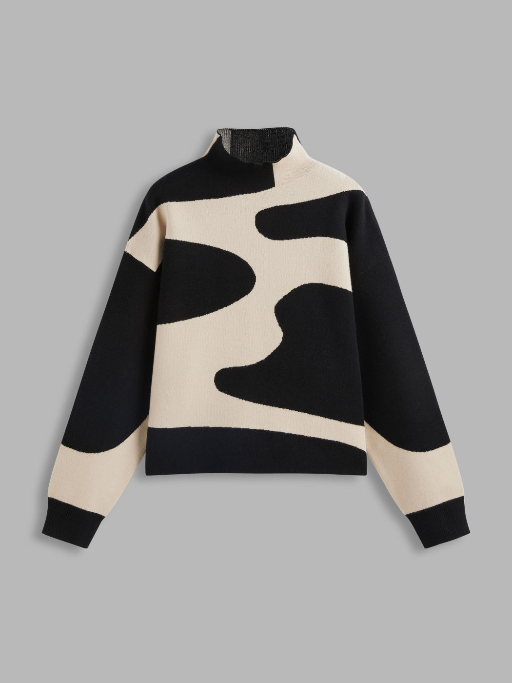 Maglione a maniche lunghe con colletto in piedi a righe zebrate
