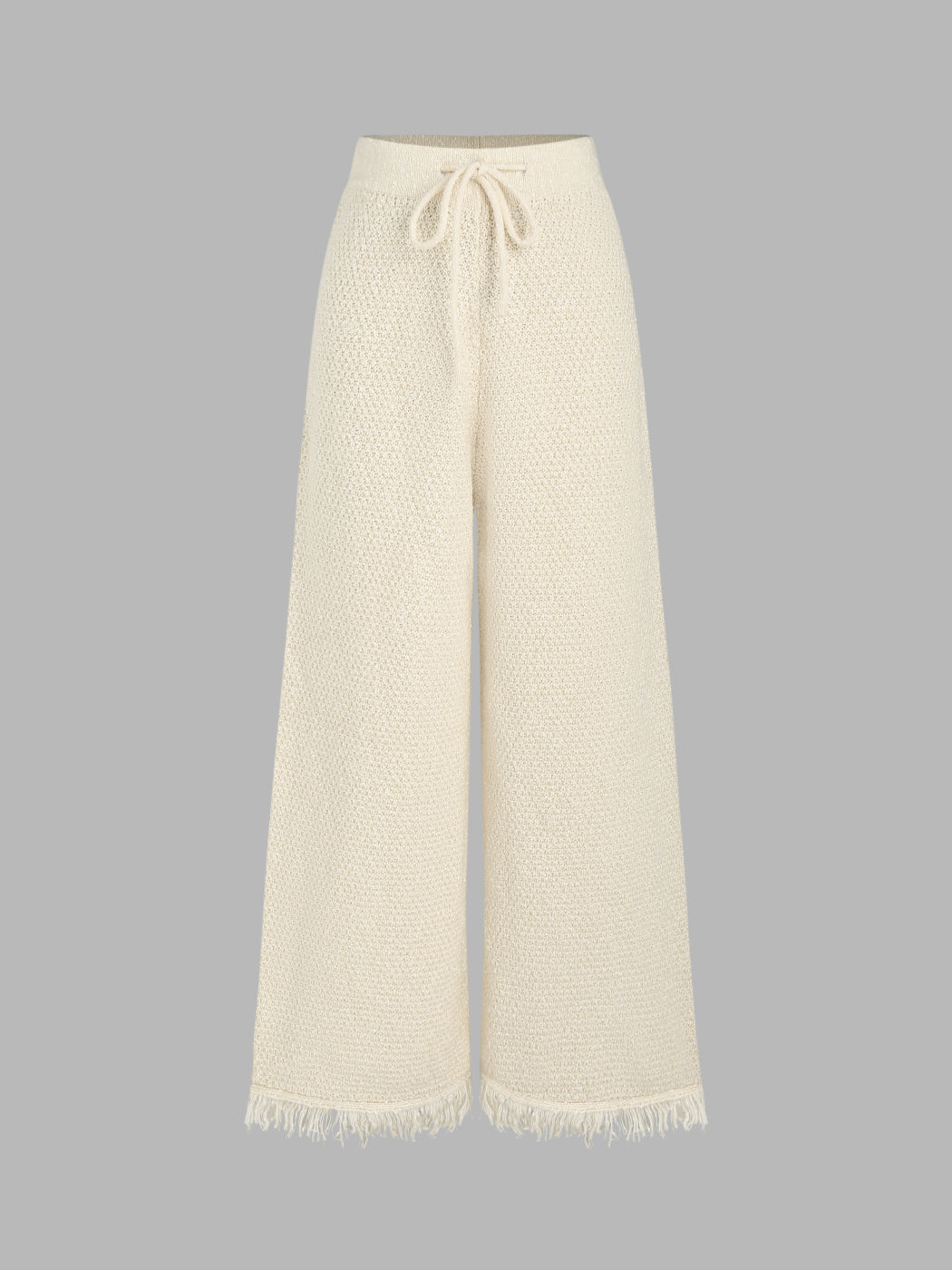 Knitted Low Waist Drawstring Tassel Wide Leg Trousers