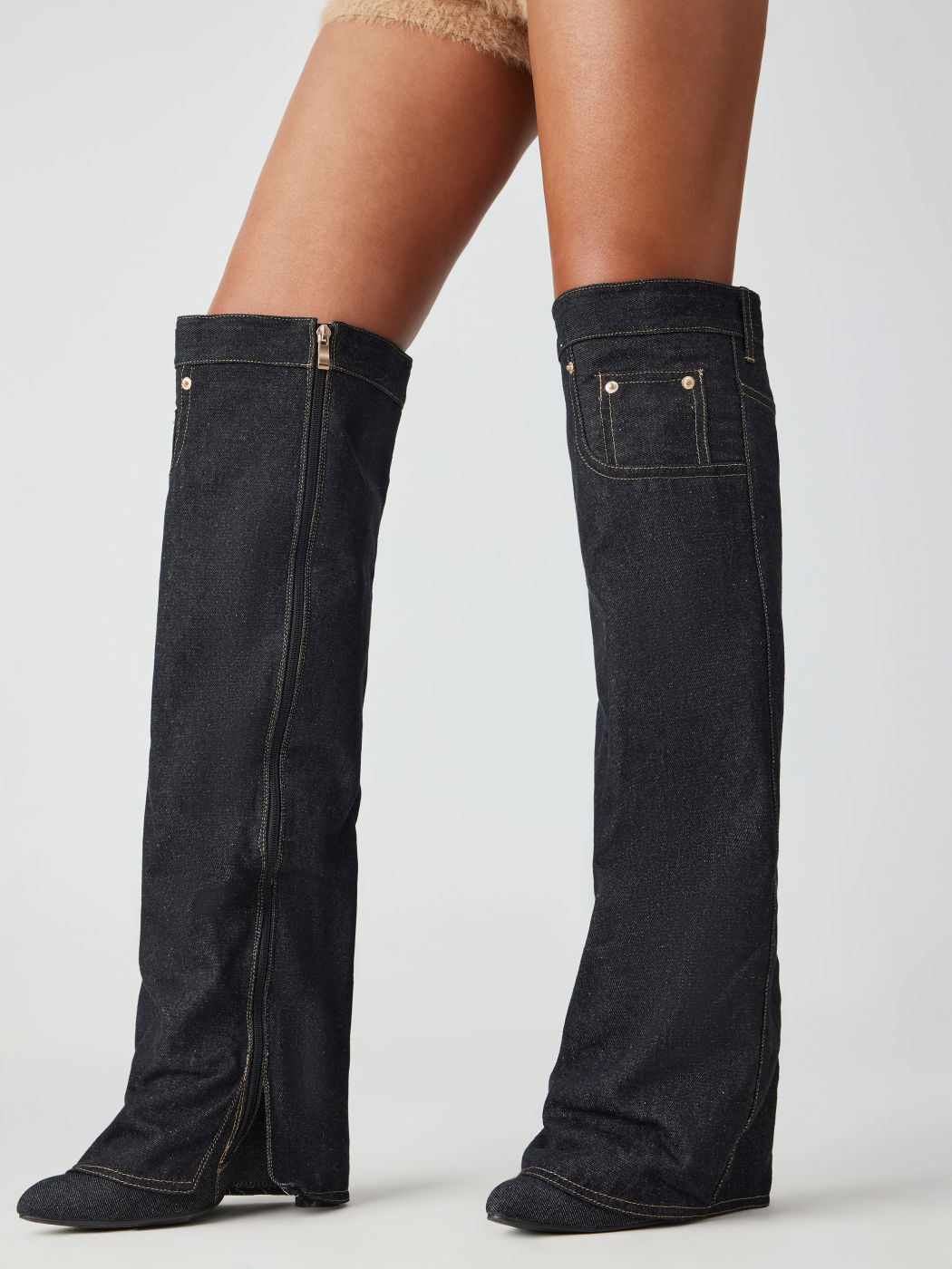  Denim Overknee-Stiefel