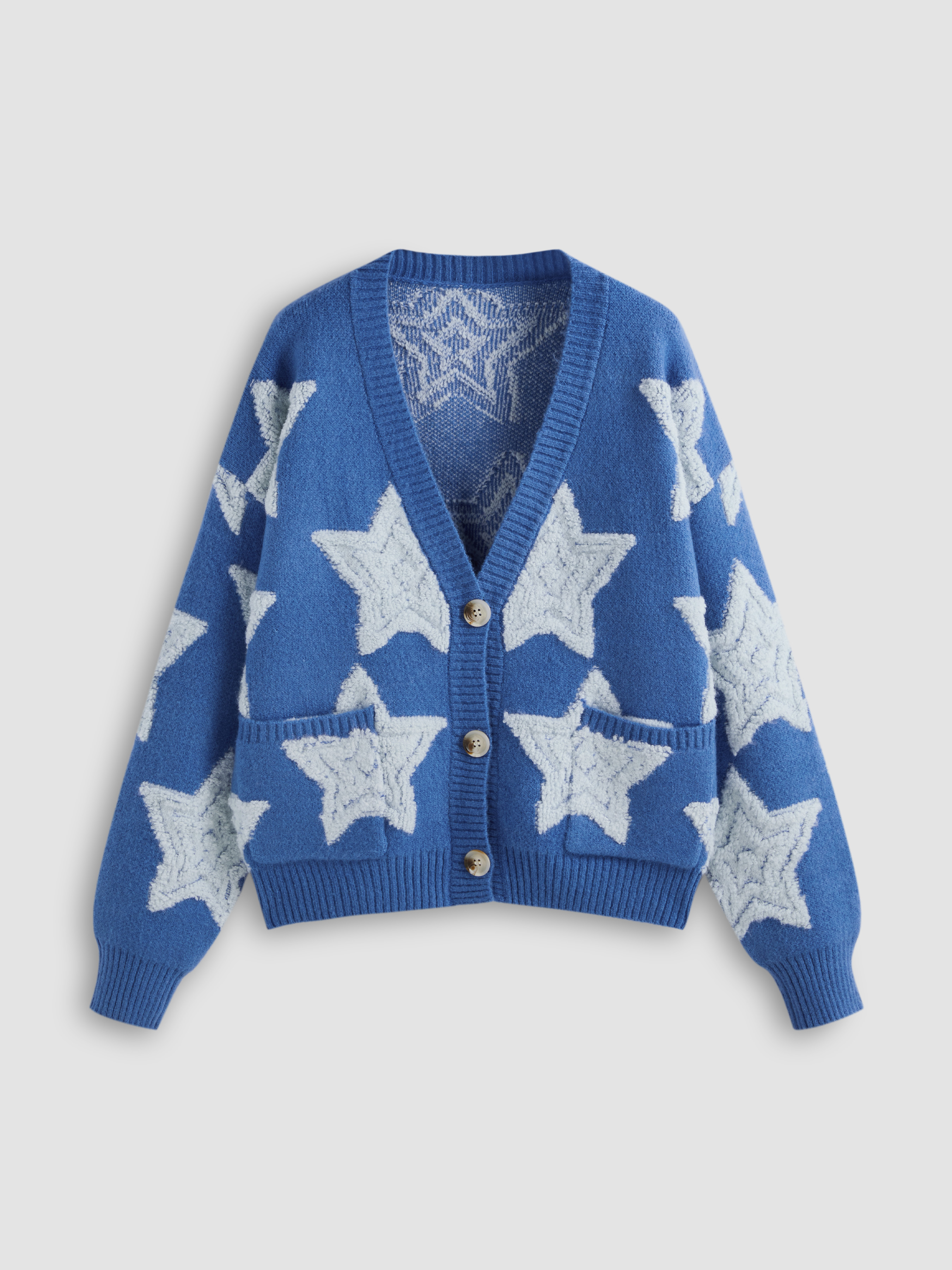 V-neck Star Button Cardigan