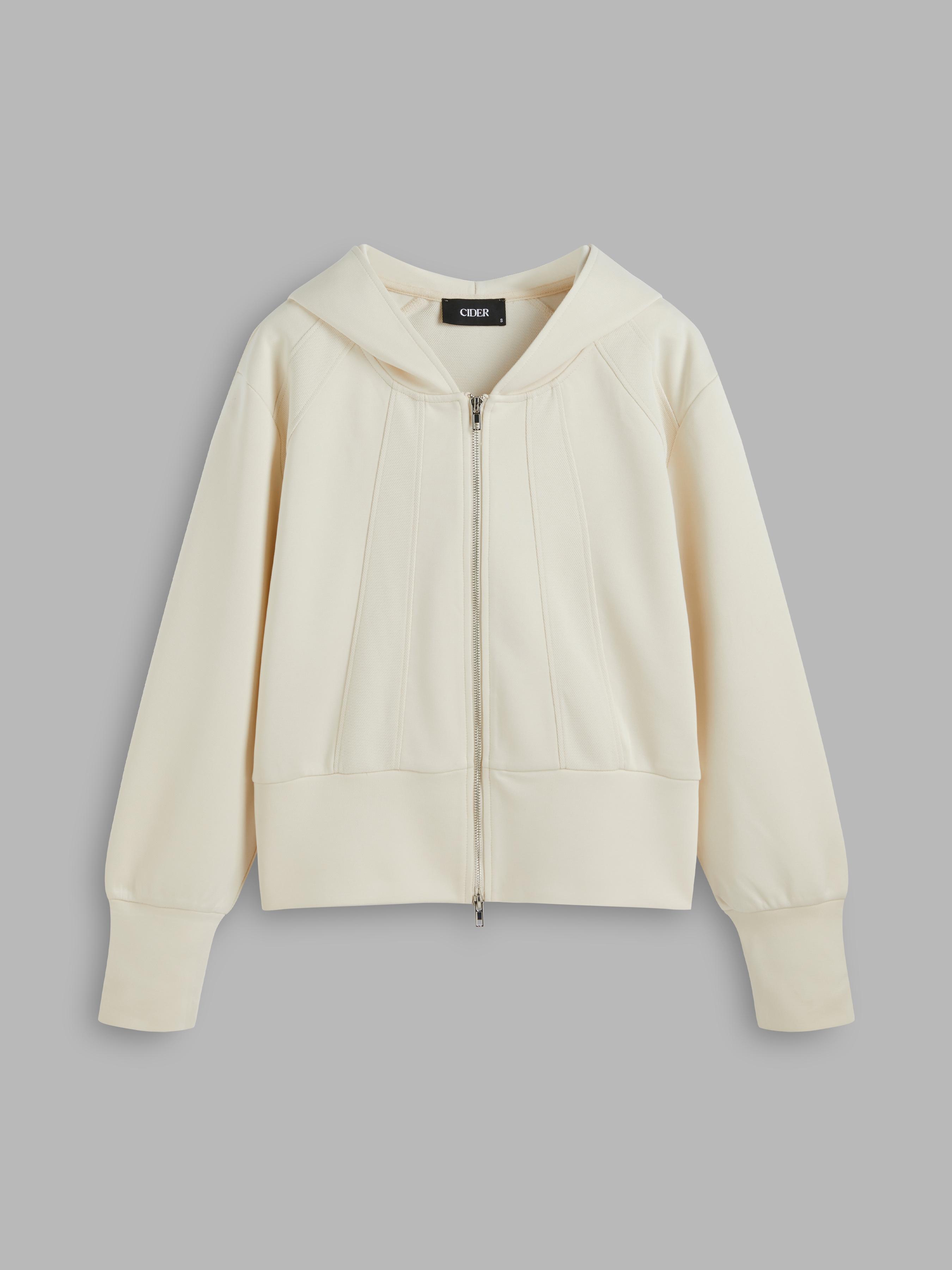 Long Sleeve Solid Hooded Zipper Top For School Daily Casual