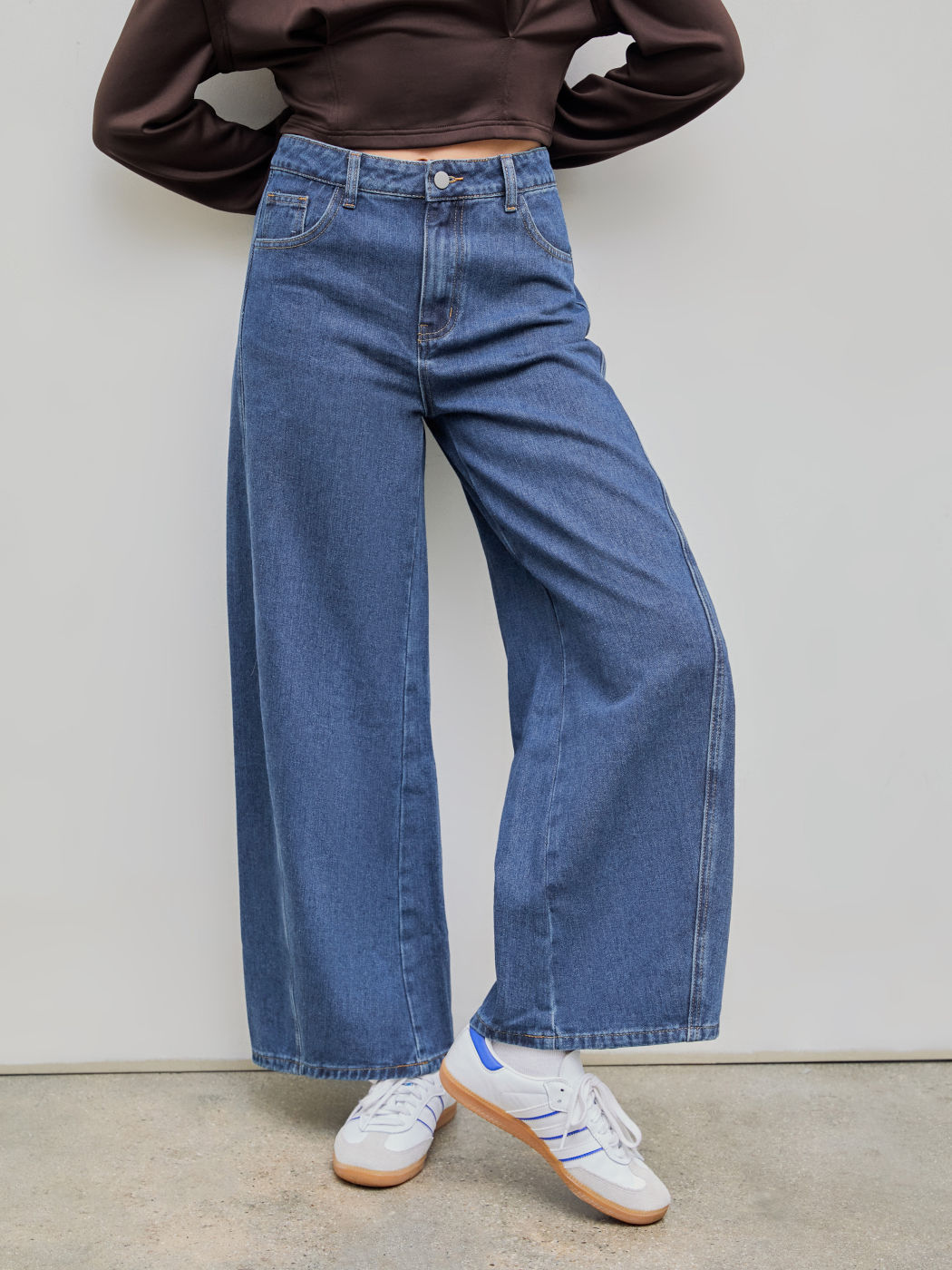 Denim Mid Waist Barrel Jeans