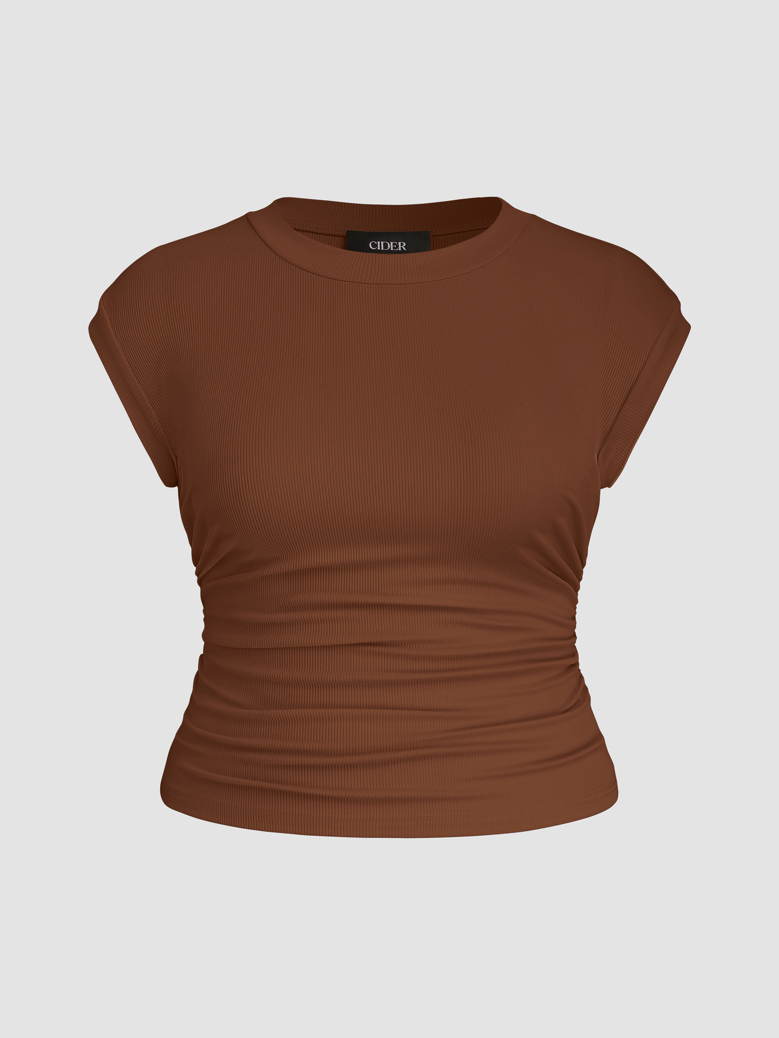 Round Neckline Solid Short Sleeve Top Curve & Plus