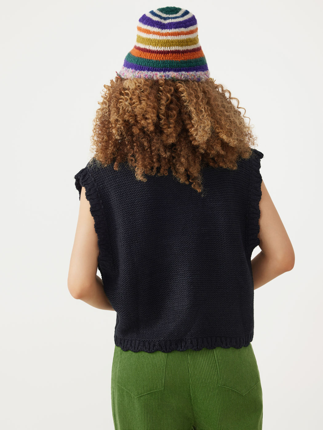 High Neck Flower Knitted Crop Vest