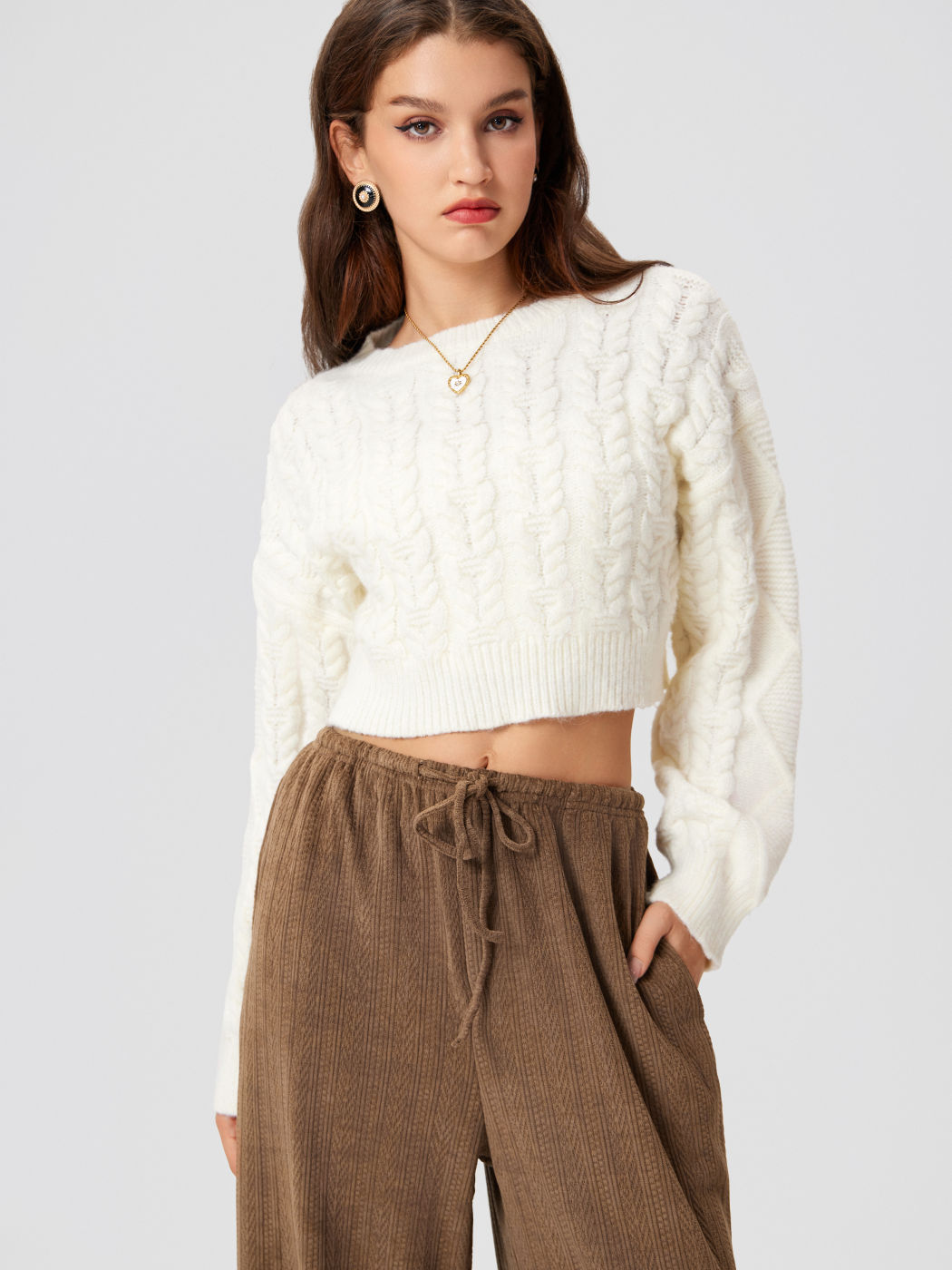  Rundhals Solide Rippenstrick Kurve & Plus Kurzpullover