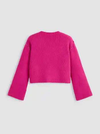 Top in maglia con scollo rotondo e manica lunga solida Curve & Plus