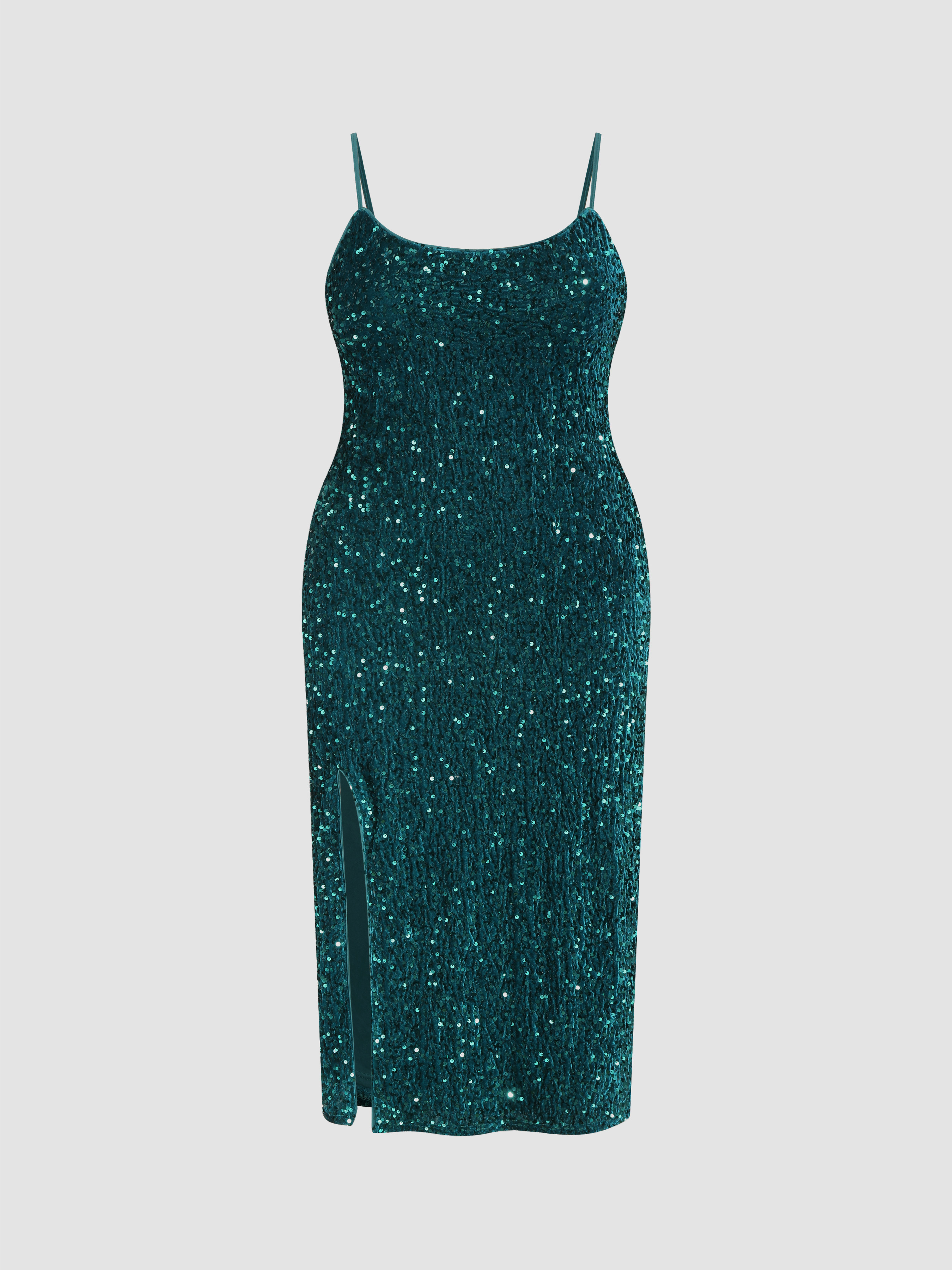 Embellished Midi Sequin Dress With Open Scoop Back