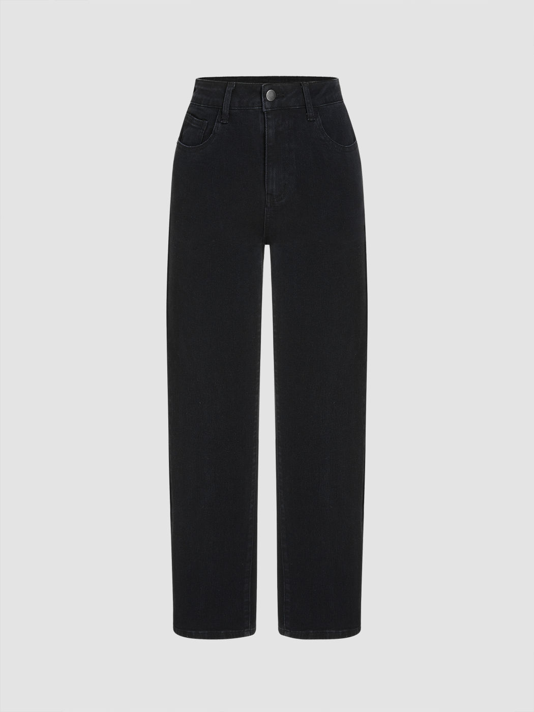 High Stretch Denim High Waist Pocket Cropped Straight Leg Jeans